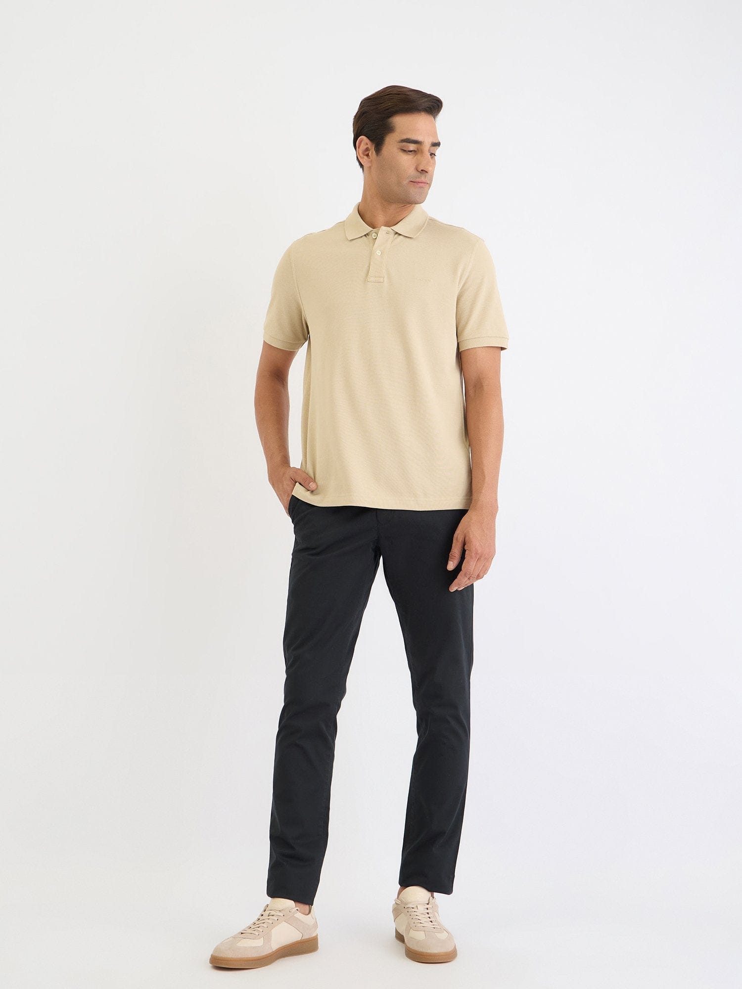 Gant Men Beige Solid Polo Tshirt