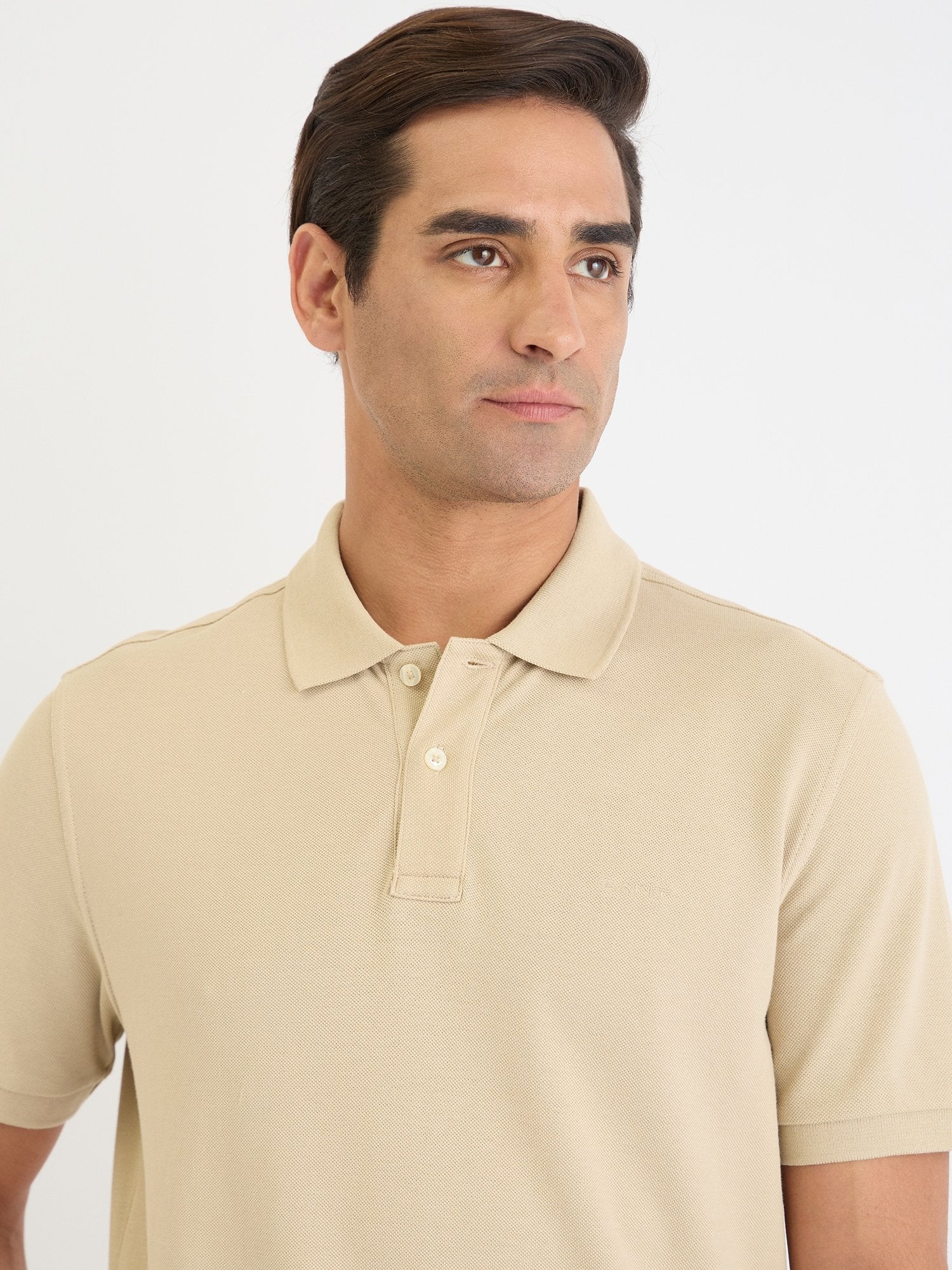 Gant Men Beige Solid Polo Tshirt