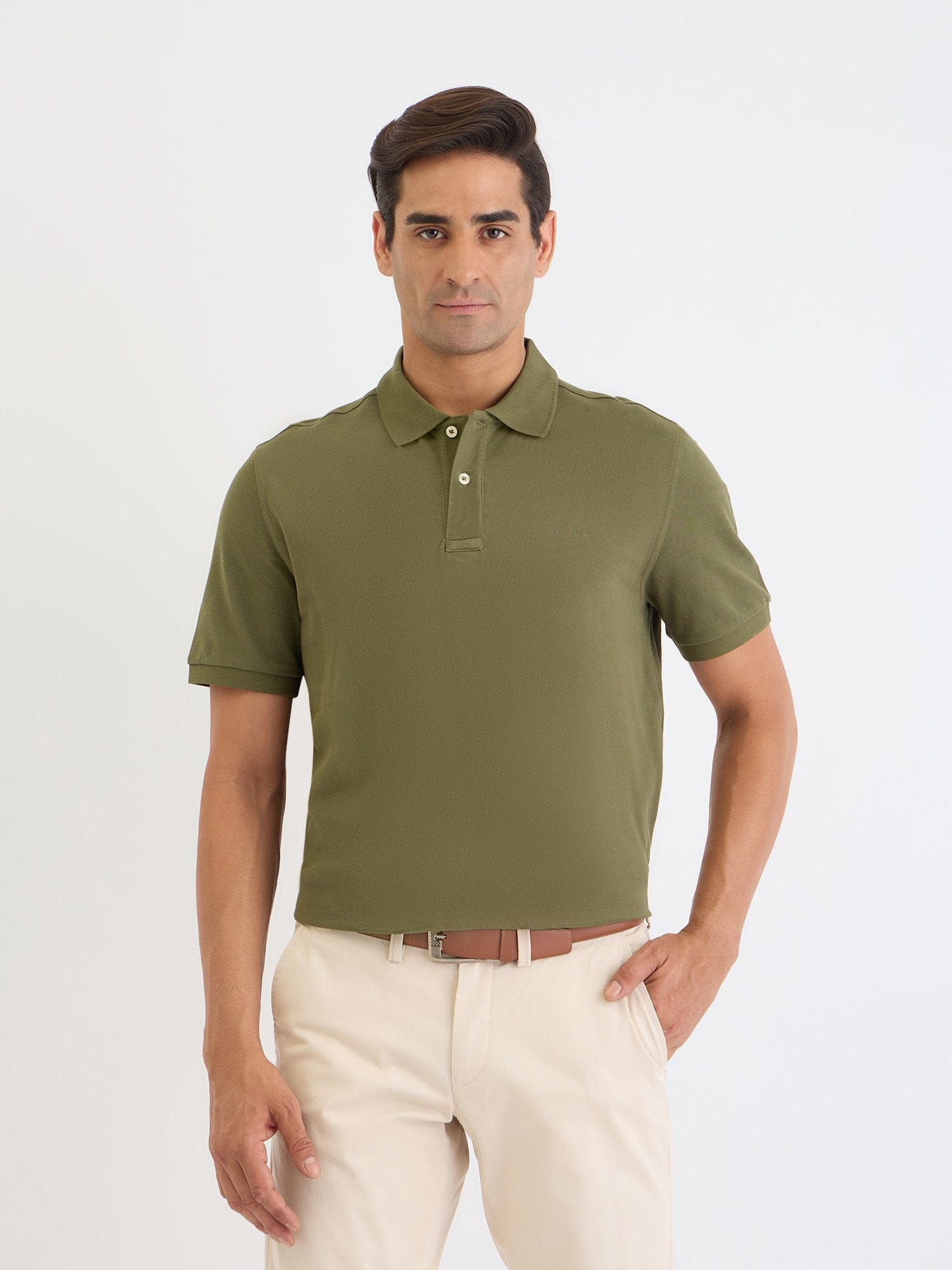 Gant Men Green Solid Polo Tshirt