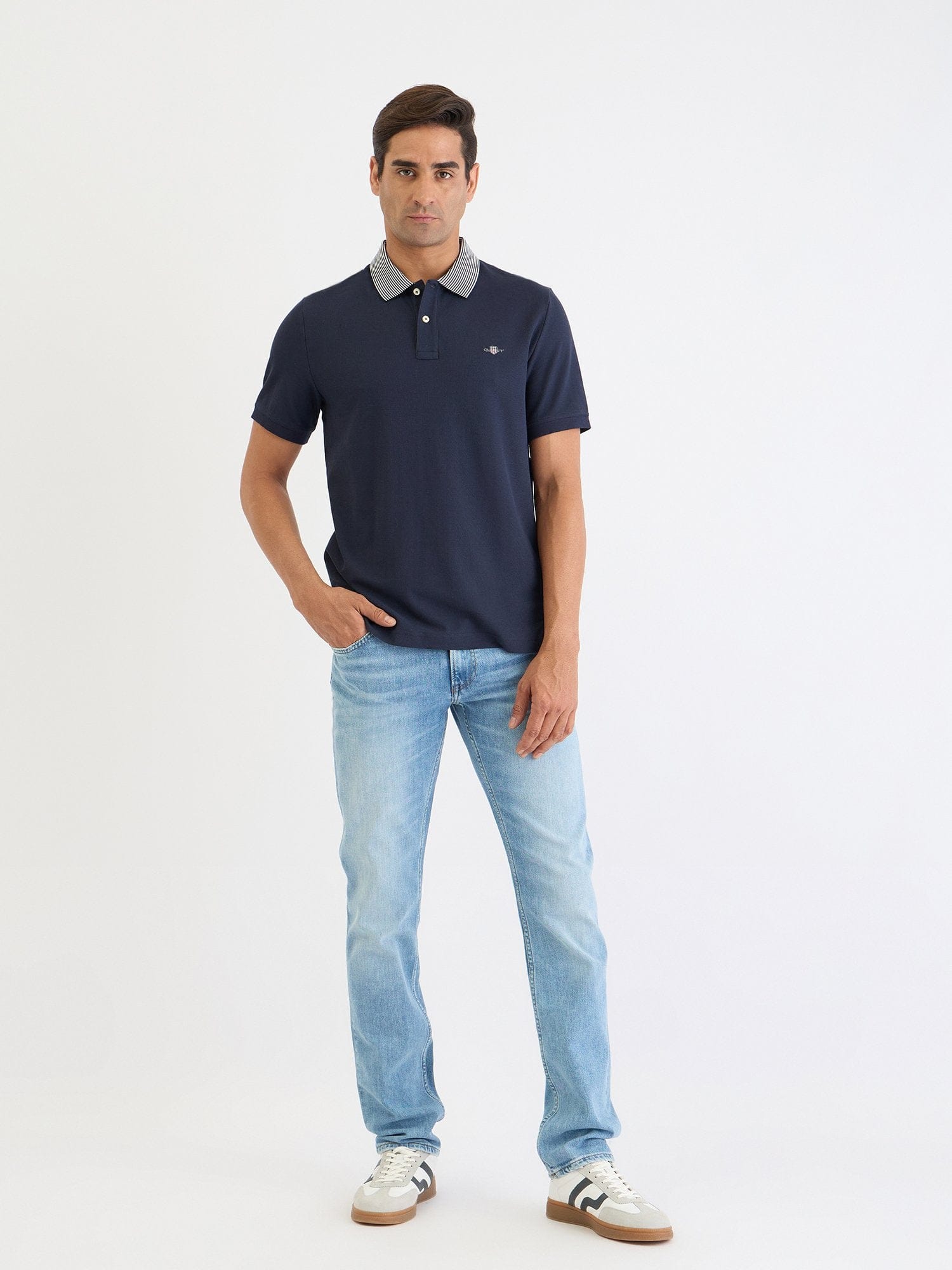 Gant Men Blue Solid Polo Tshirt