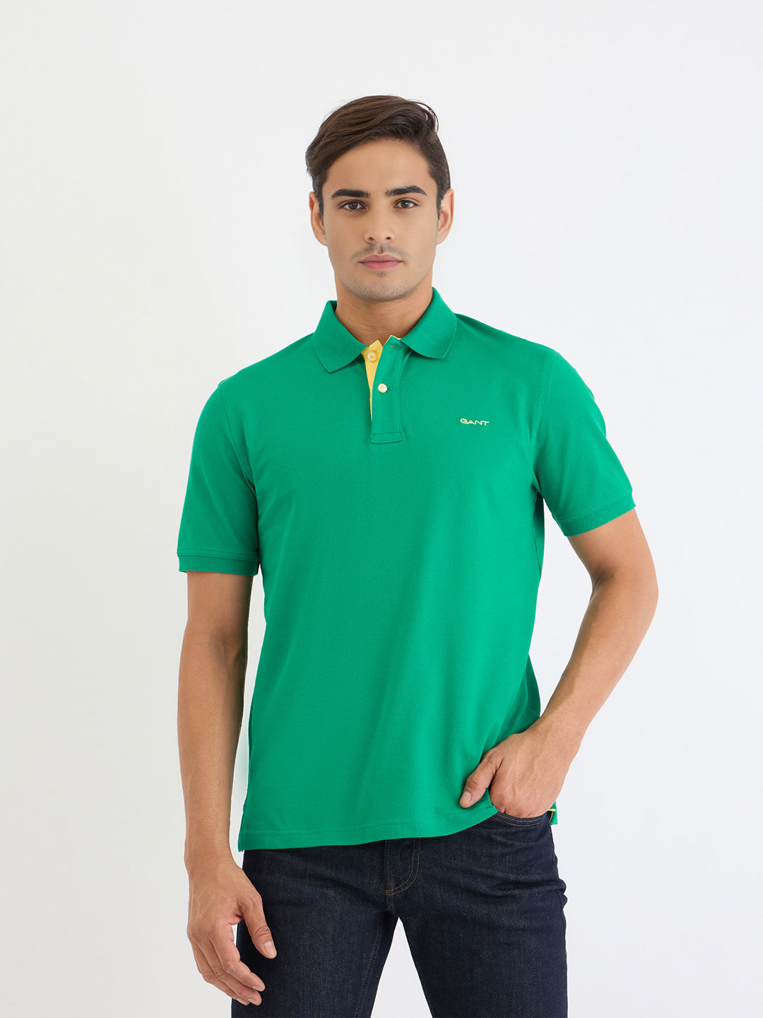 Gant Men Green Solid Polo Tshirt