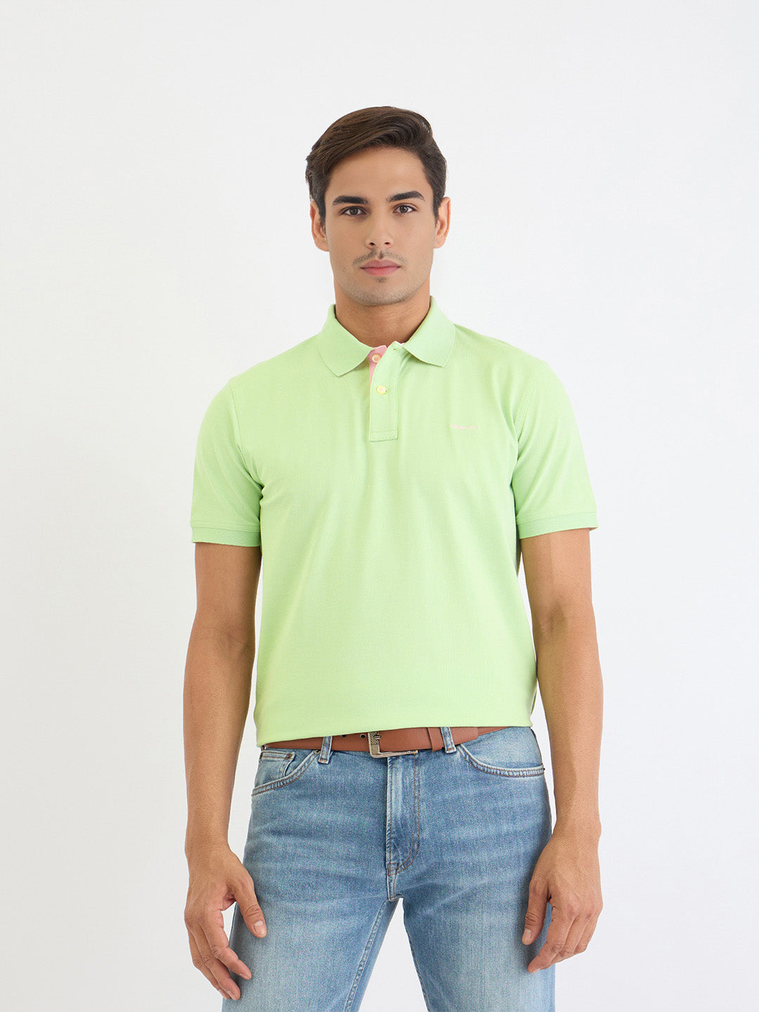 Gant Men Green Solid Polo Tshirt