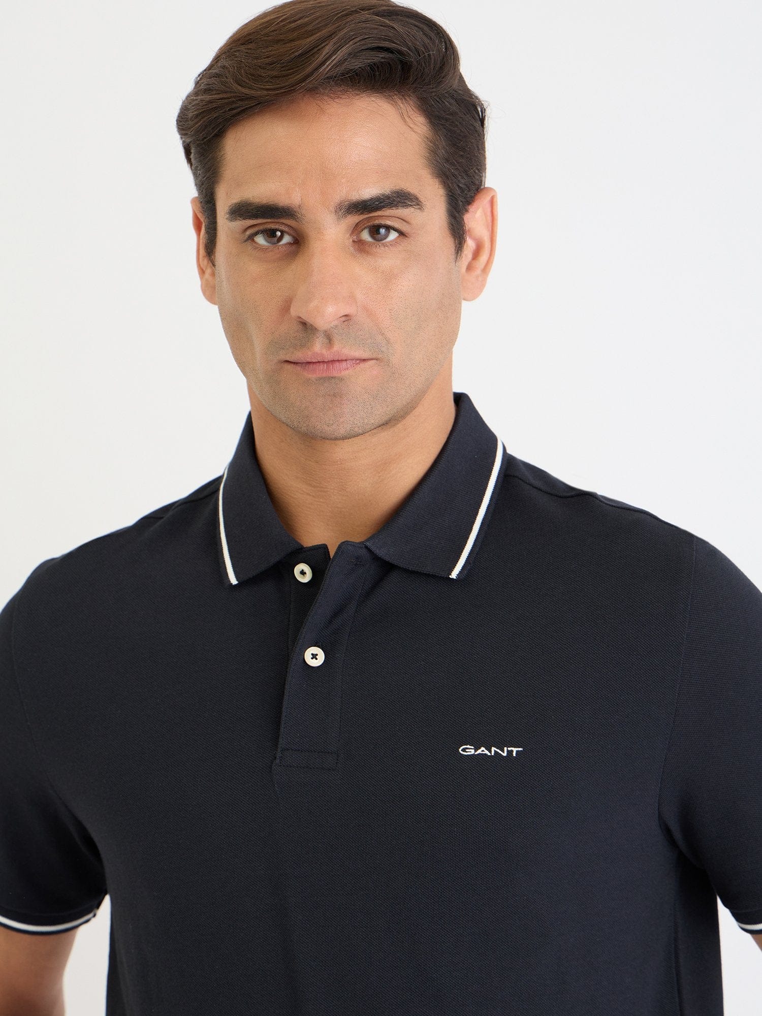 Gant Men Black Solid Polo Tshirt