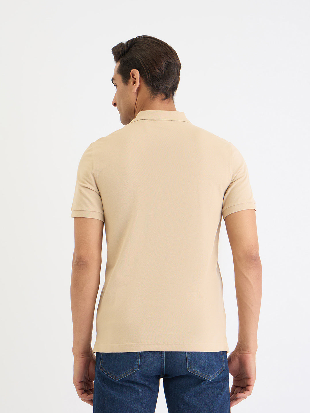 Gant Men Beige Solid Polo Tshirt
