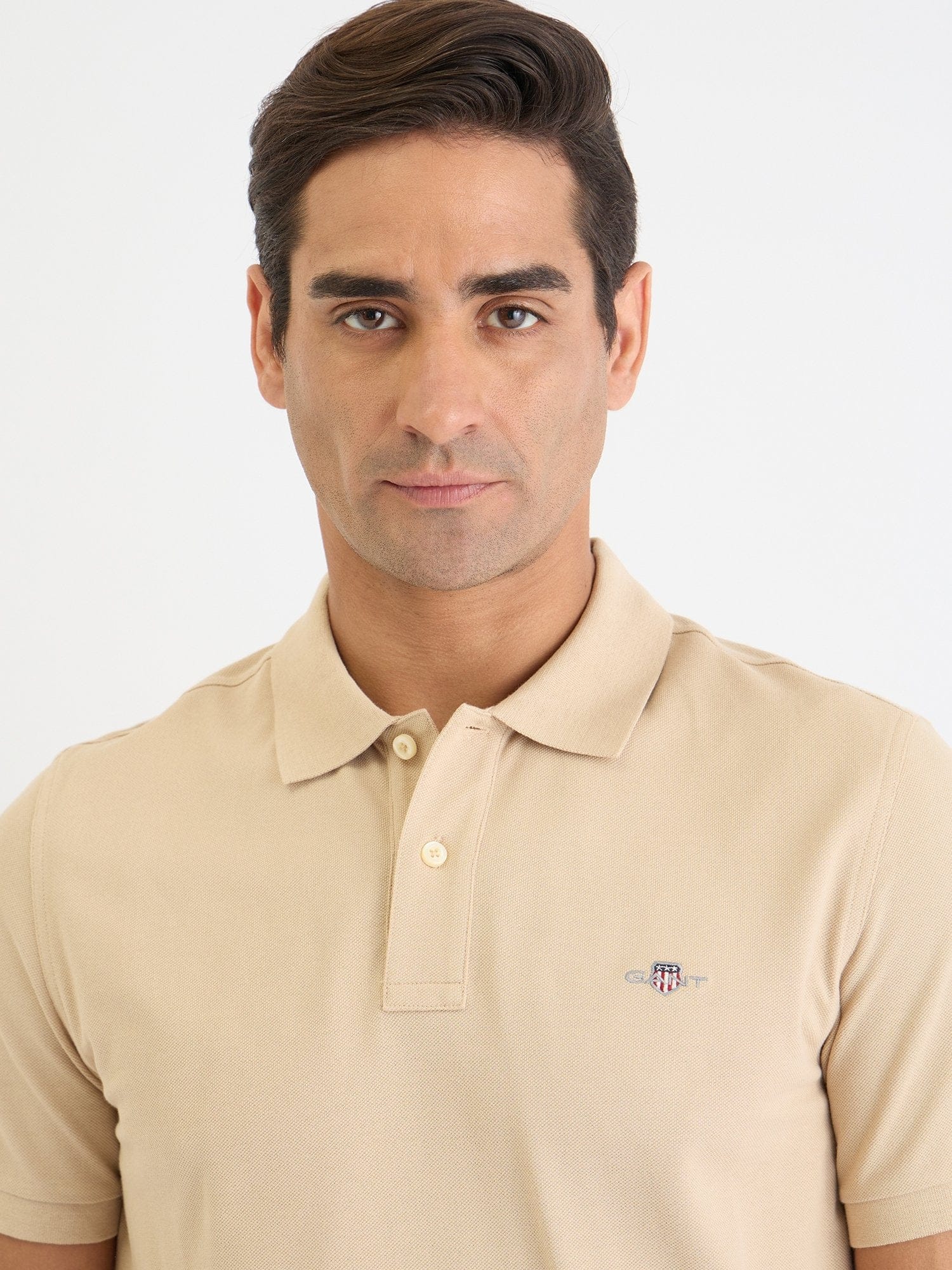 Gant Men Beige Solid Polo Tshirt