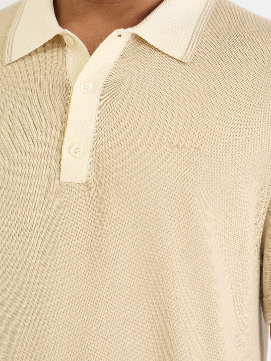 Gant Men Beige Solid Polo Tshirt