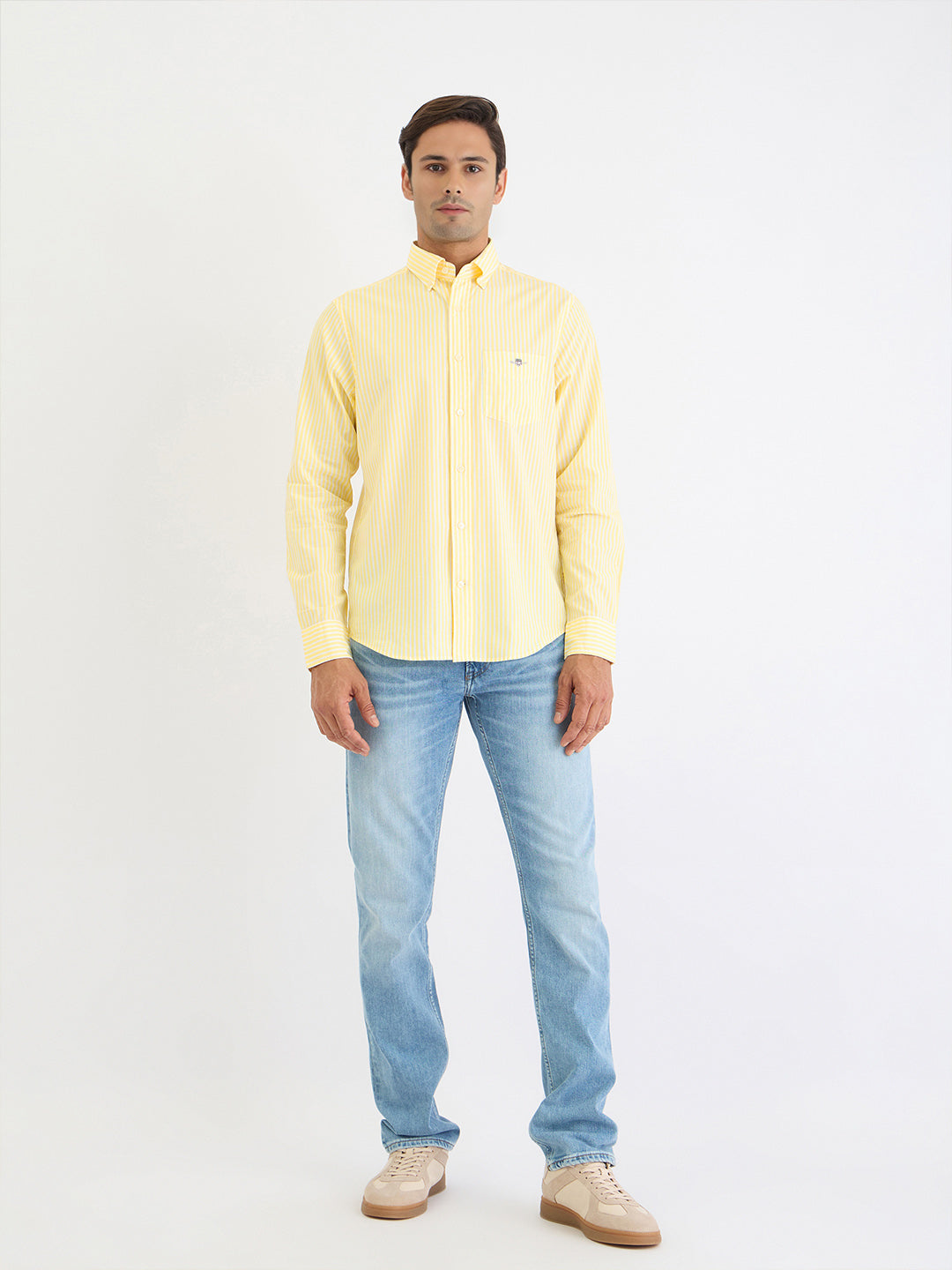 Gant Men Yellow Striped Collar Shirt