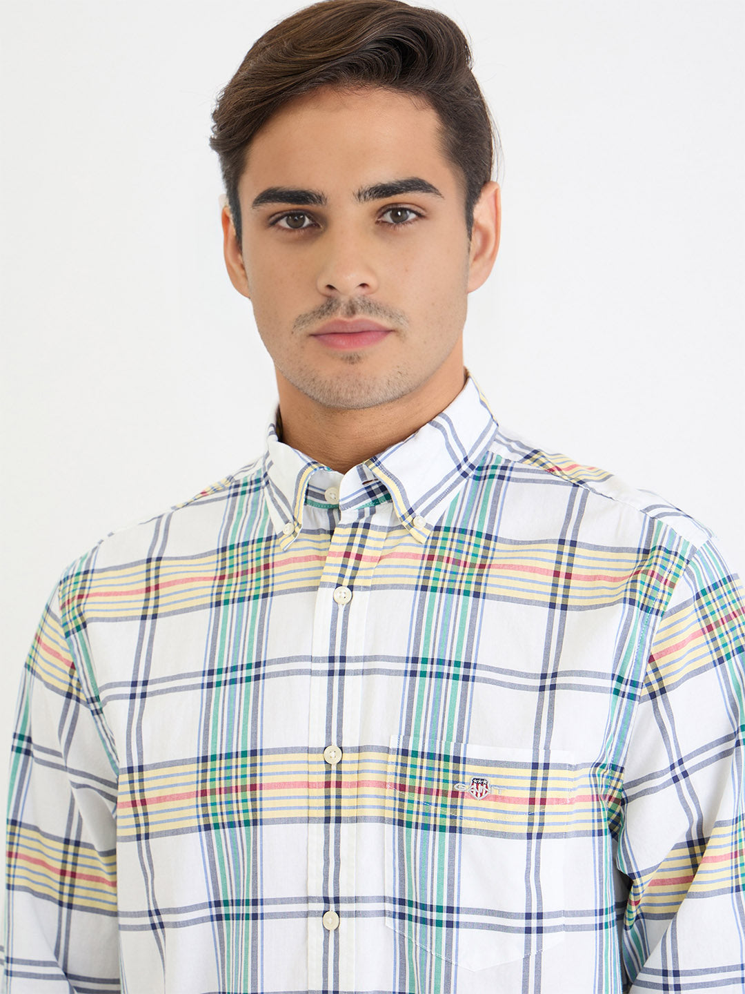 Gant Men White Check Collar Shirt