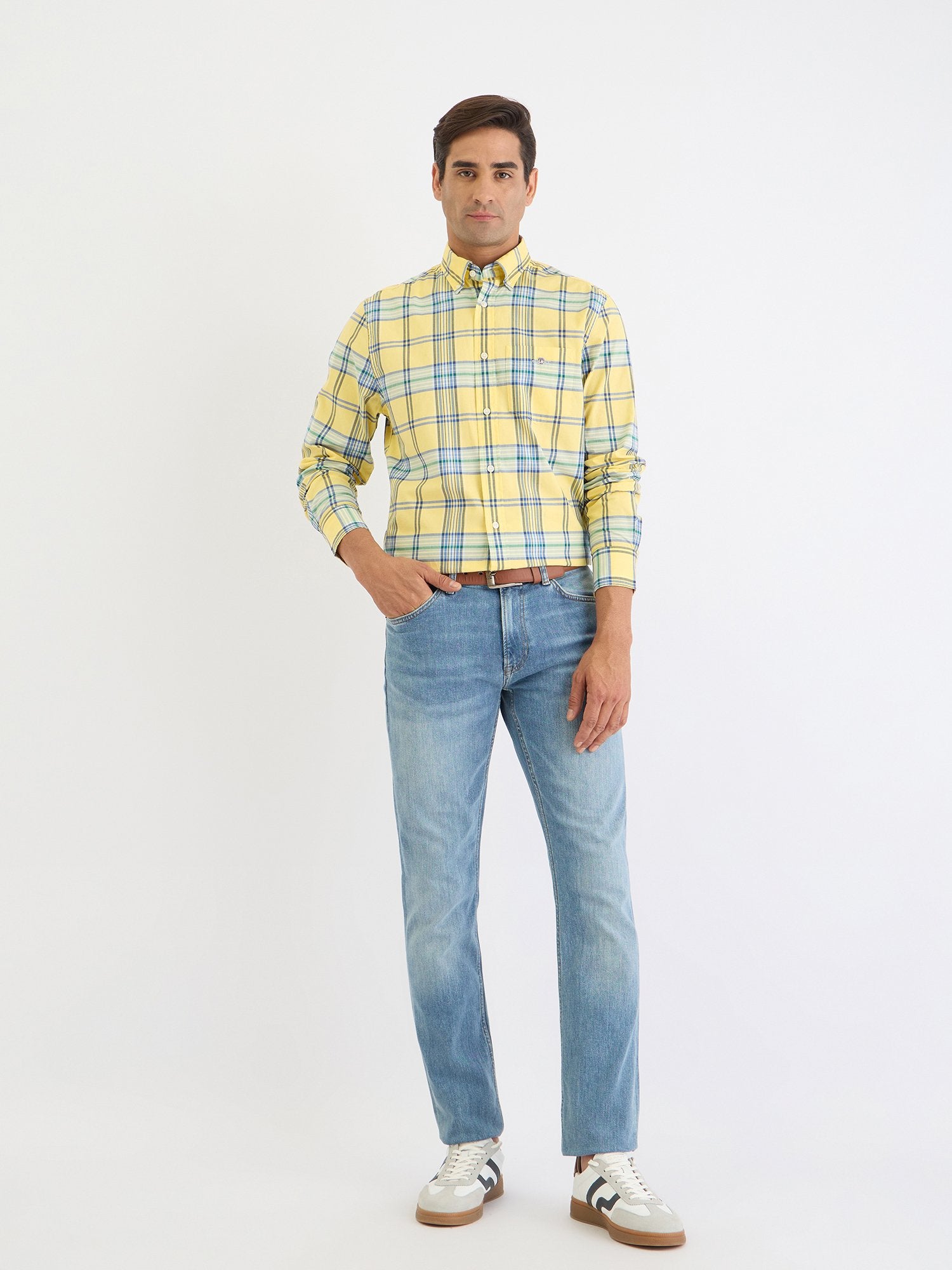 Gant Men Yellow Check Collar Shirt