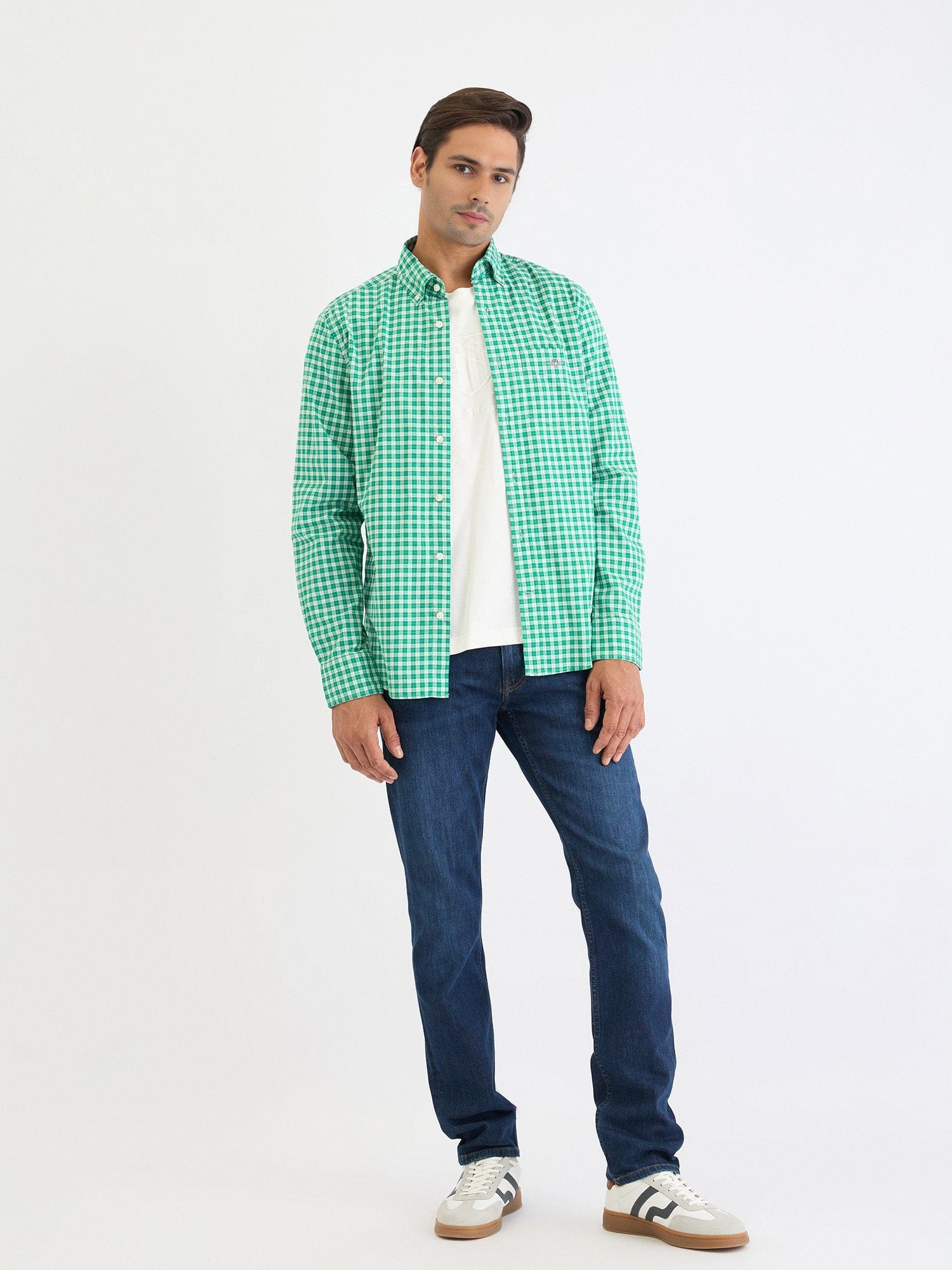 Gant Men Green Check Collar Shirt