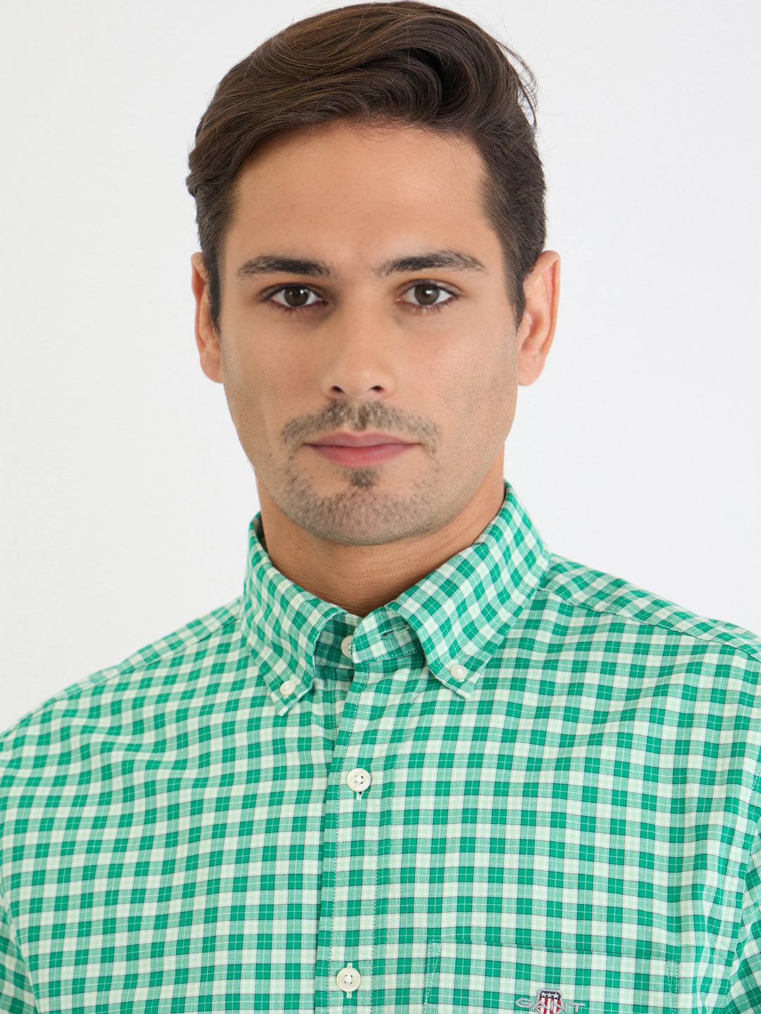 Gant Men Green Check Collar Shirt