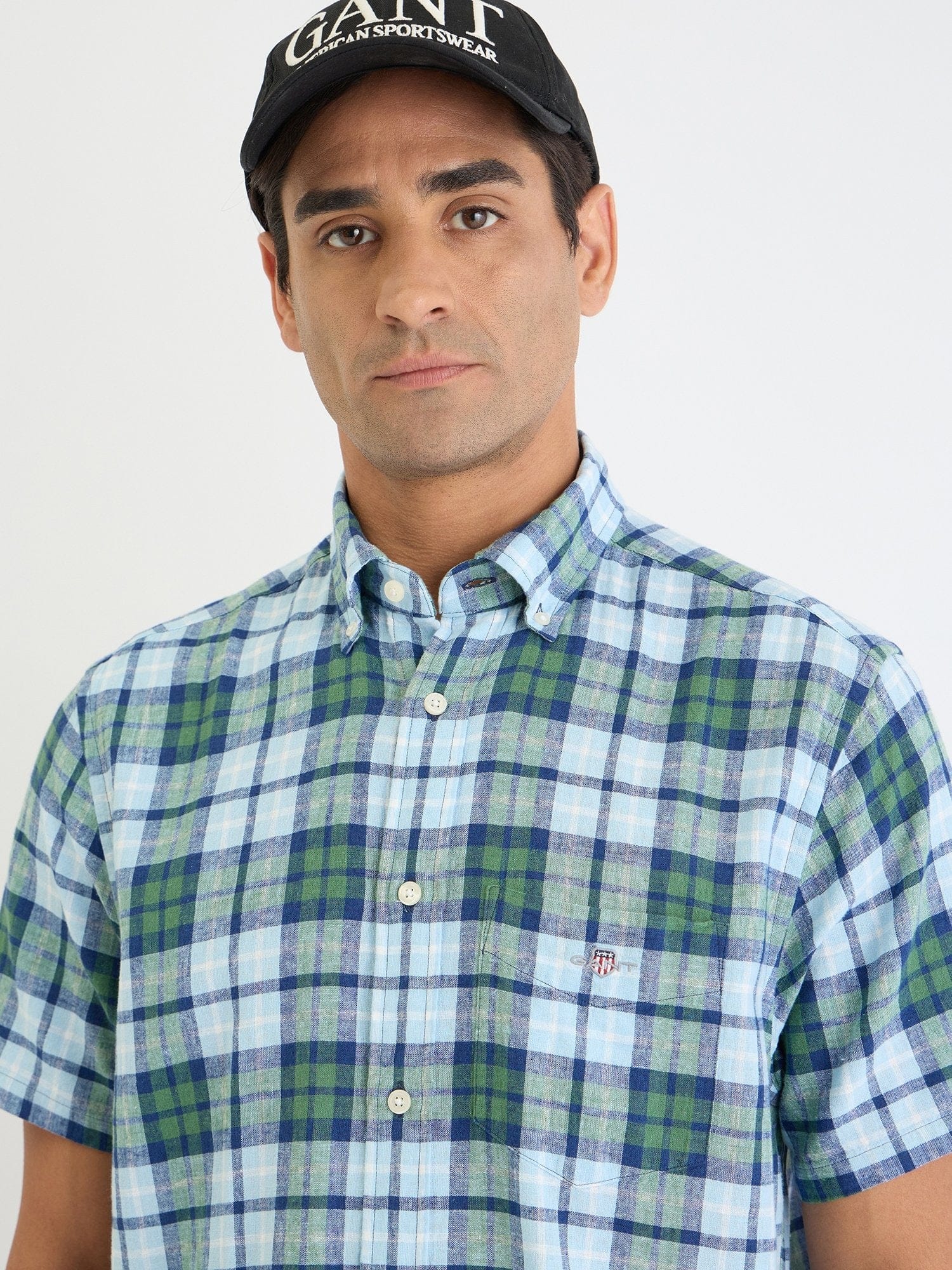 Gant Men Green Check Collar Shirt
