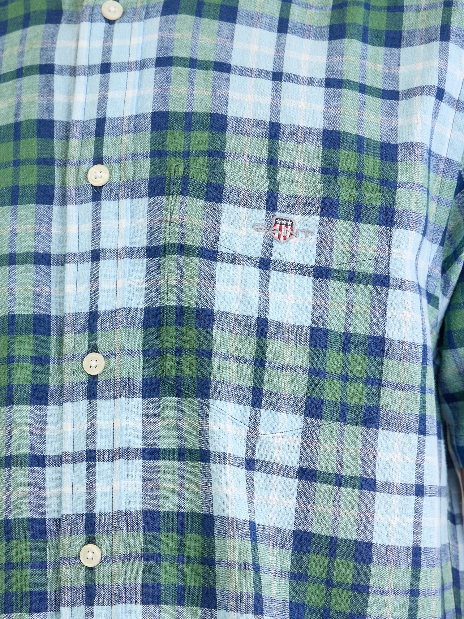 Gant Men Green Check Collar Shirt