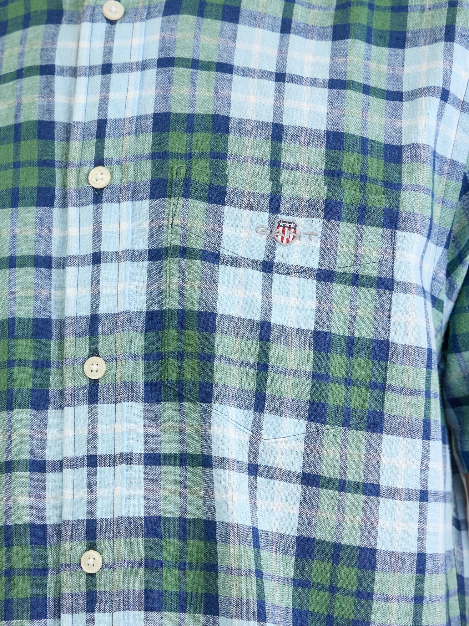 Gant Men Green Check Collar Shirt
