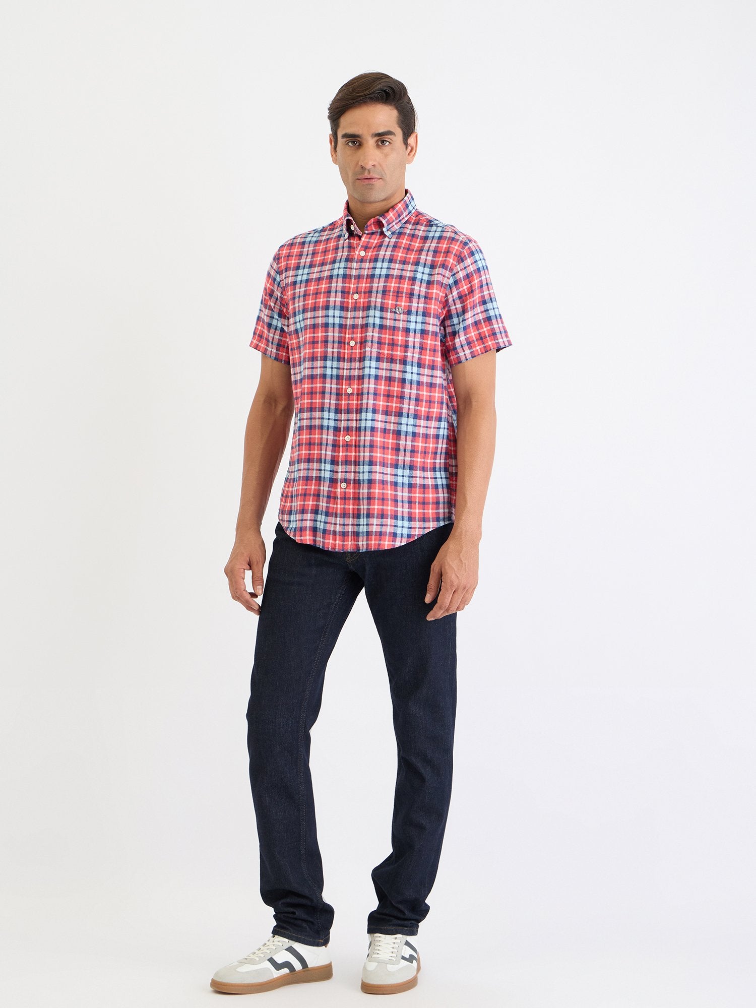 Gant Men Red Check Collar Shirt