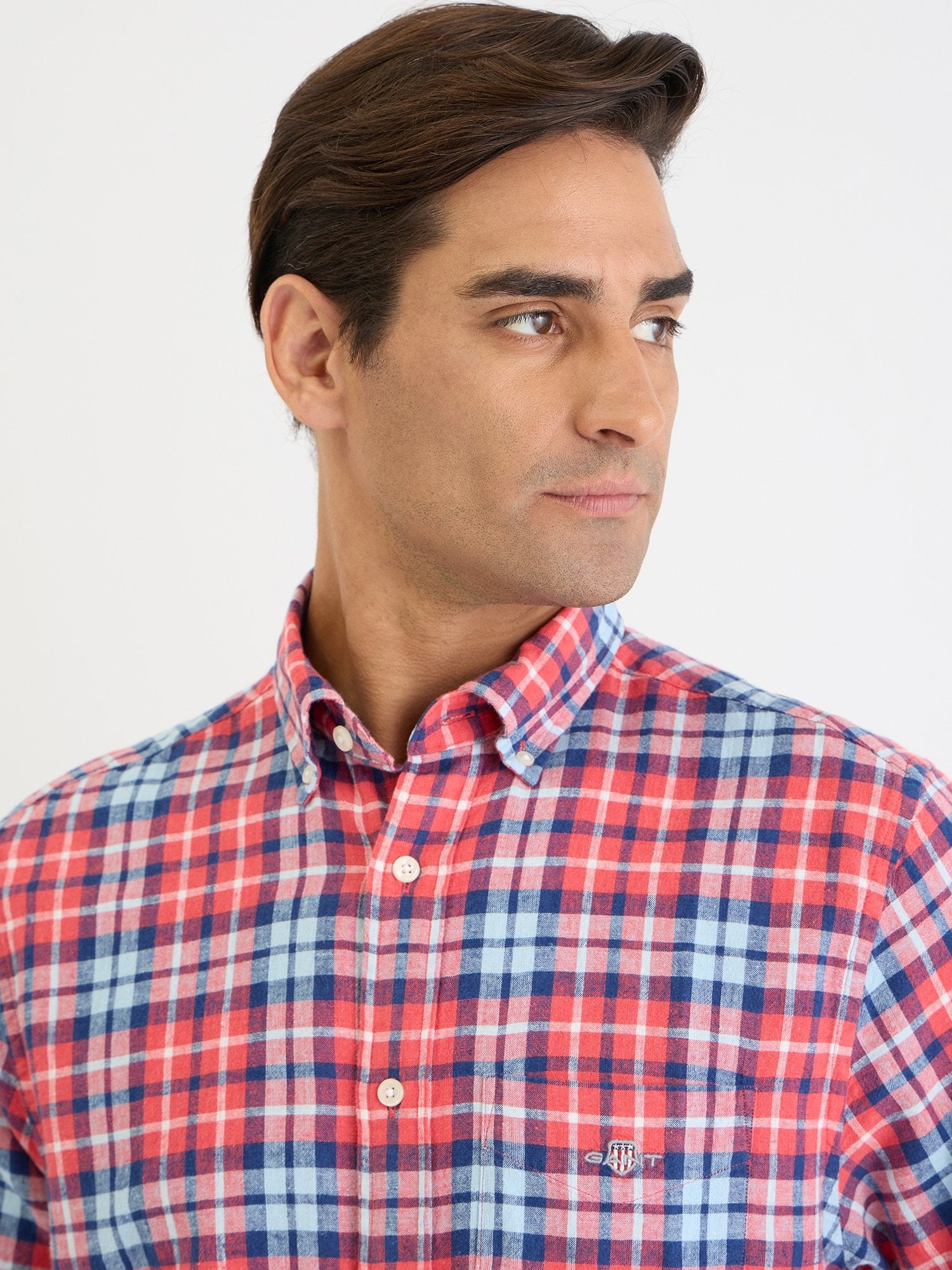 Gant Men Red Check Collar Shirt