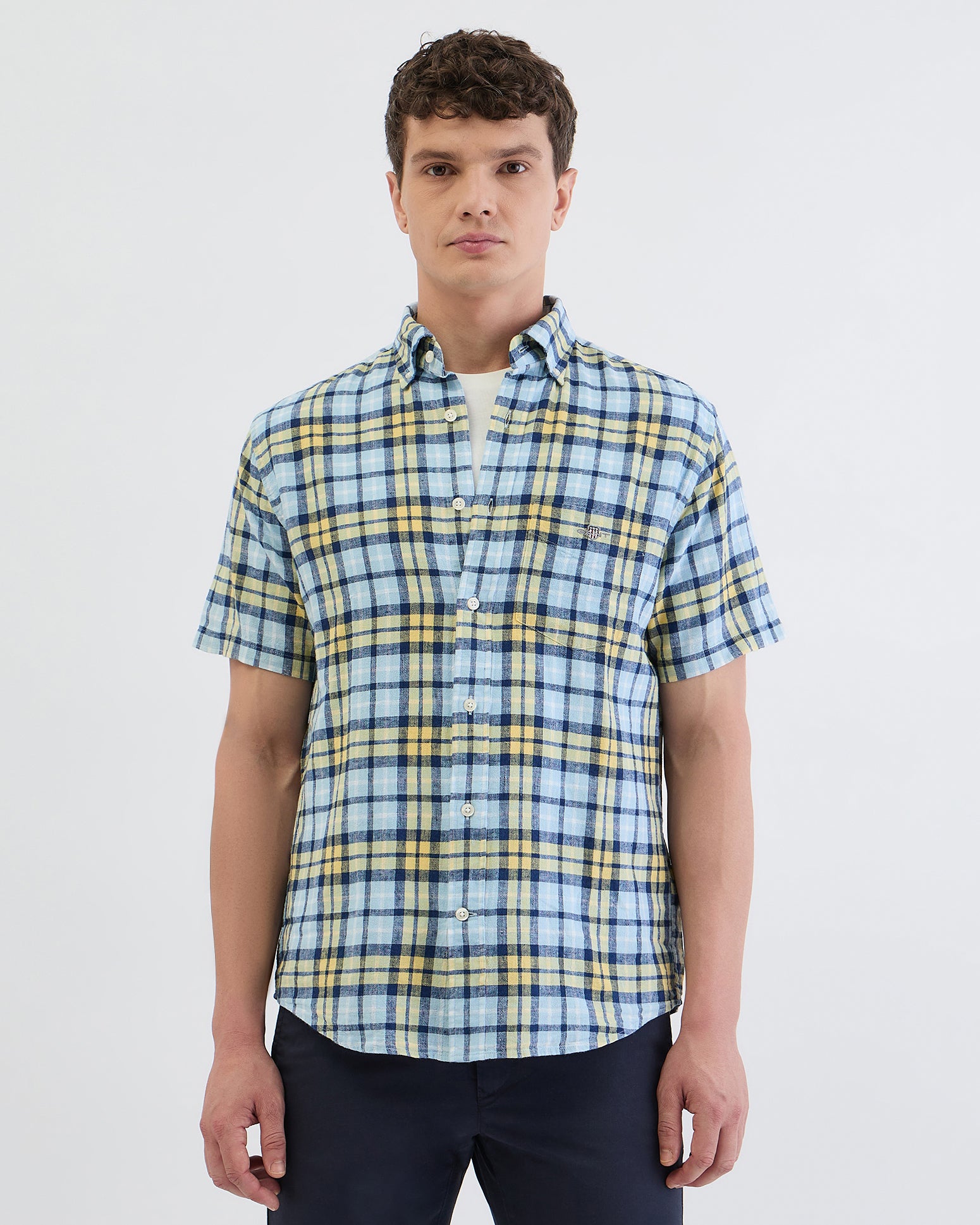 Gant Men Yellow Check Collar Shirt