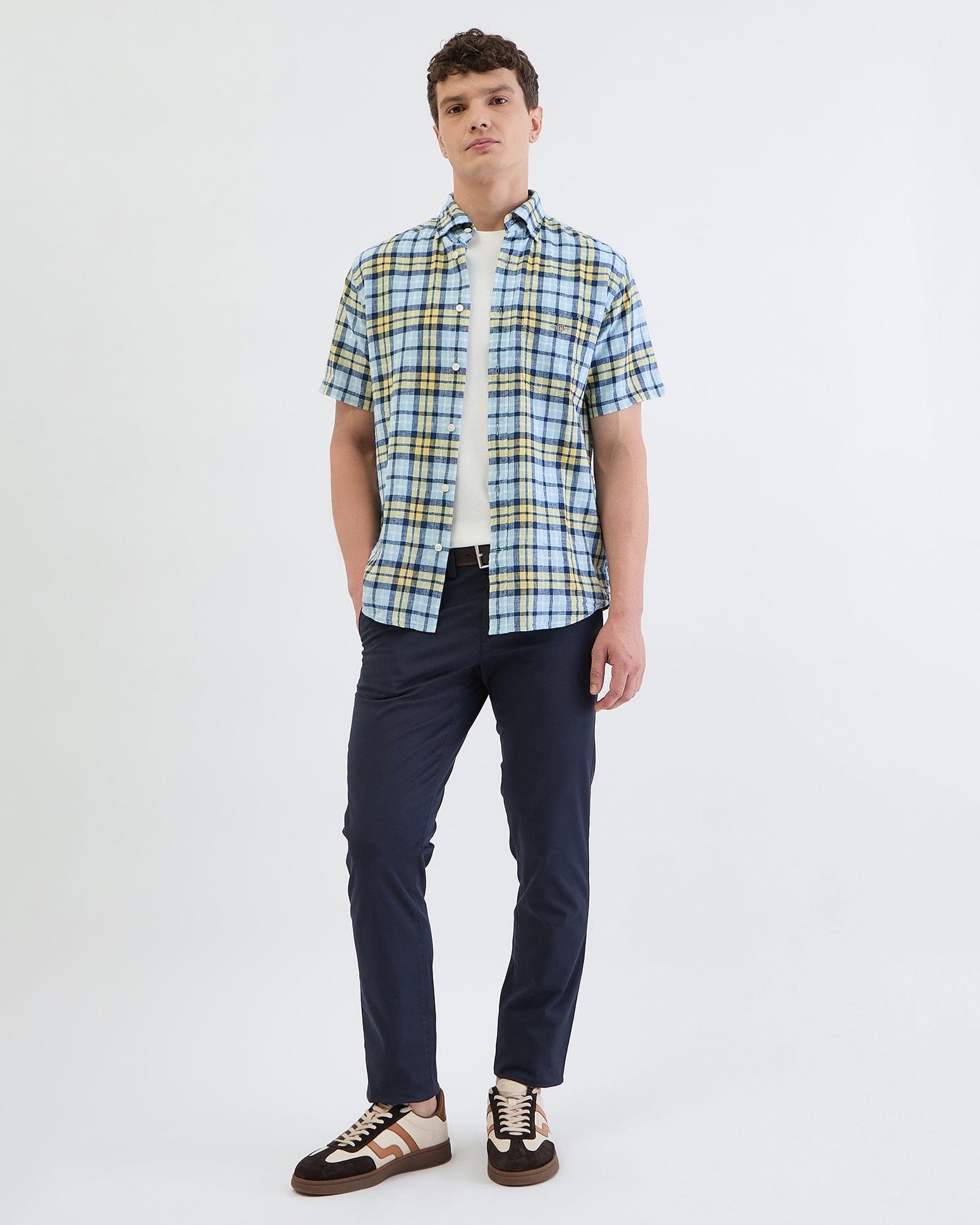 Gant Men Yellow Check Collar Shirt