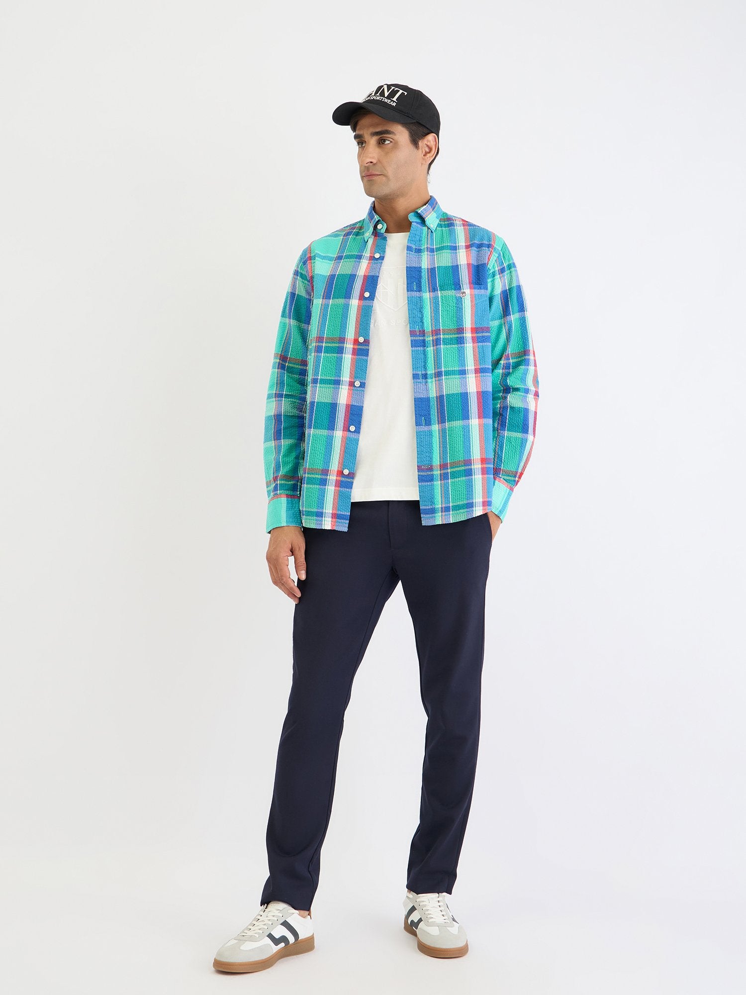 Gant Men Blue Check Collar Shirt