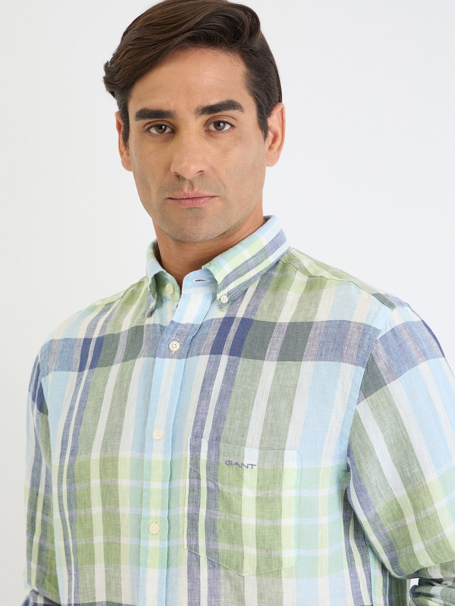 Gant Men Green Check Collar Shirt