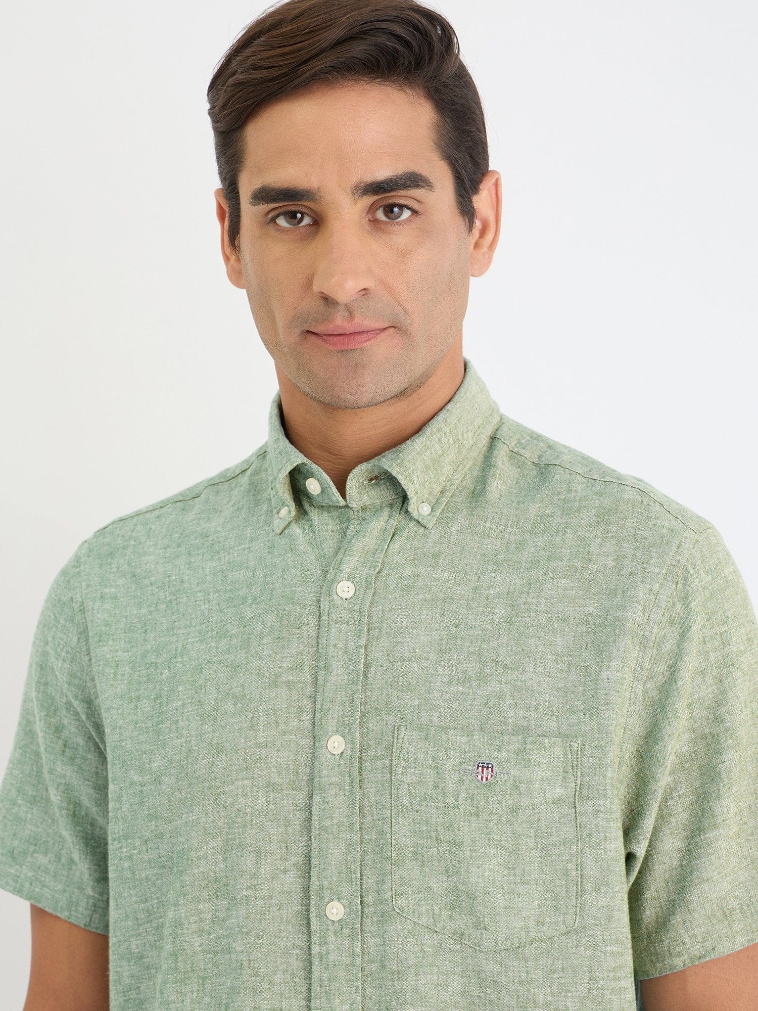 Gant Men Green Solid Collar Shirt