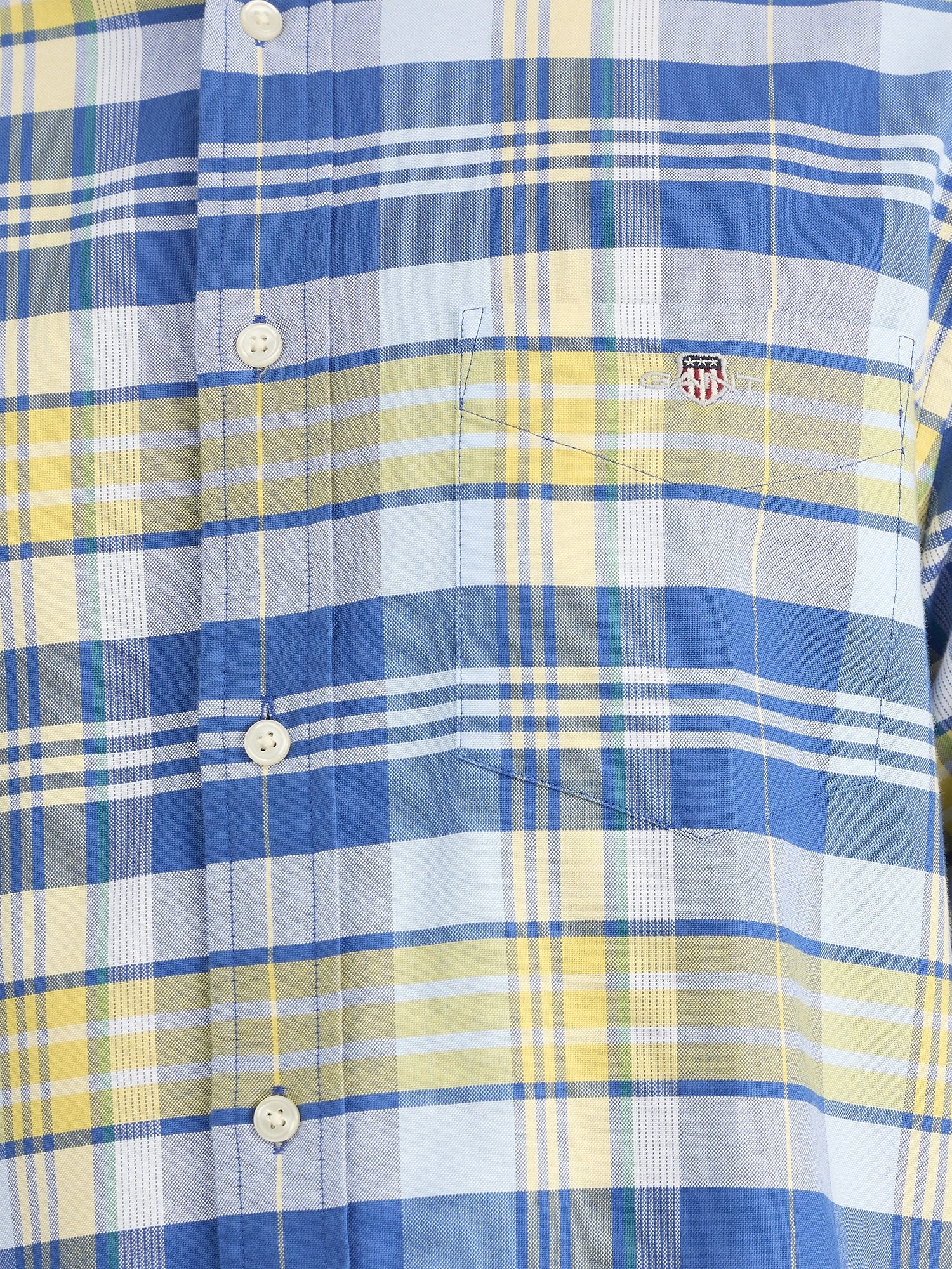 Gant Men Blue Regular Fit Checks Collar Neck Shirt