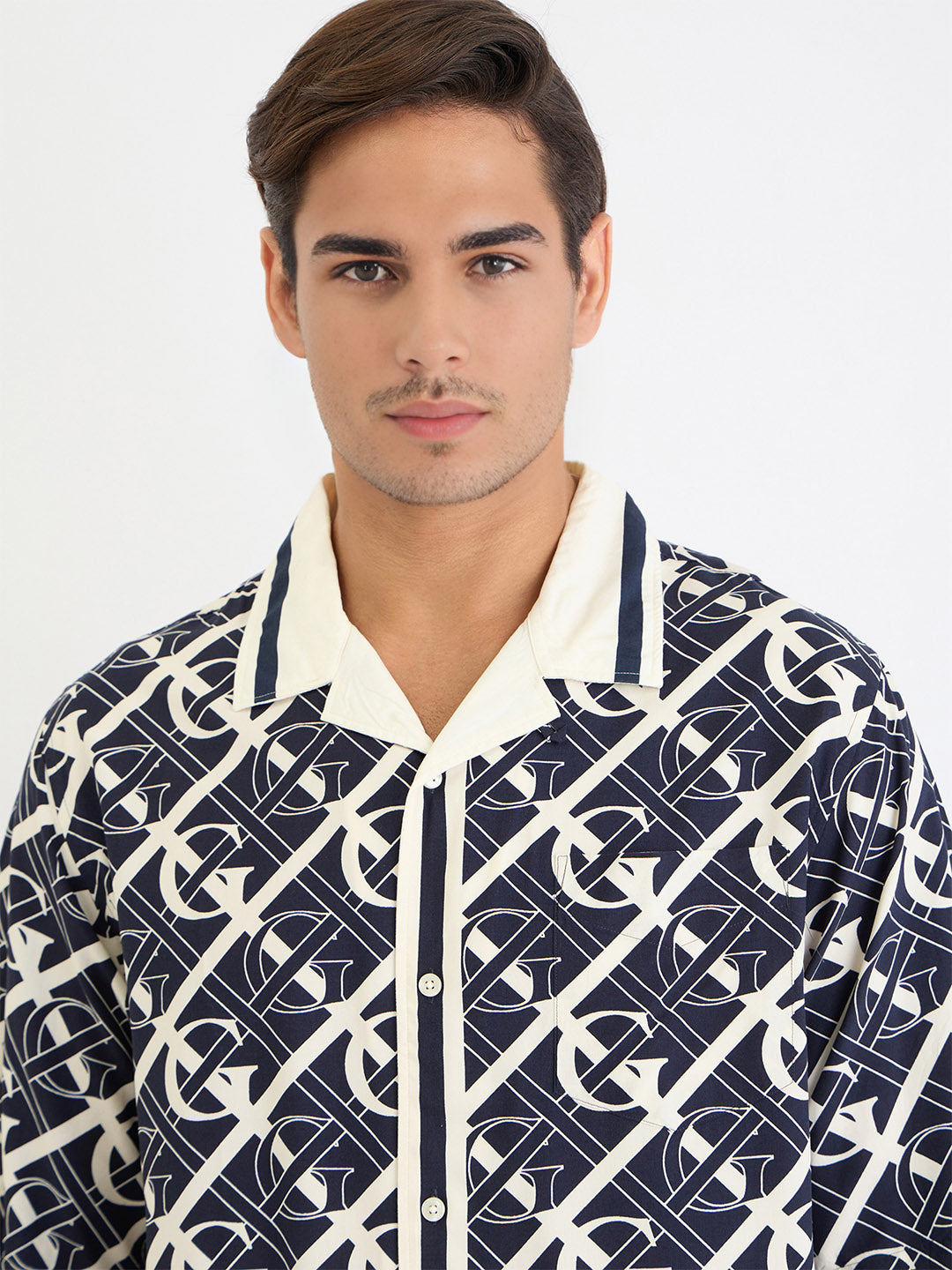 Gant Men Blue Printed Collar Shirt