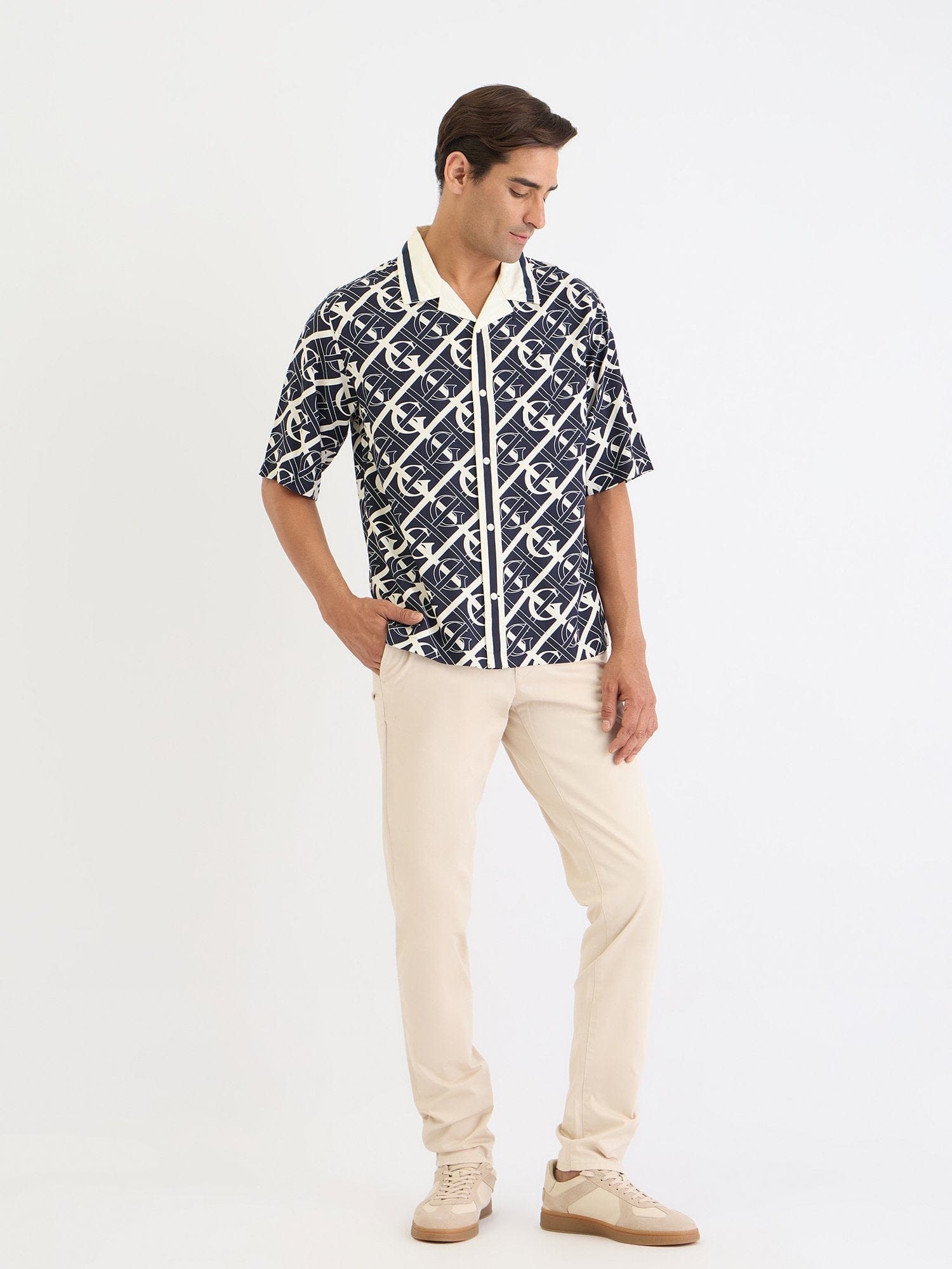 Gant Men Blue Printed Collar Shirt