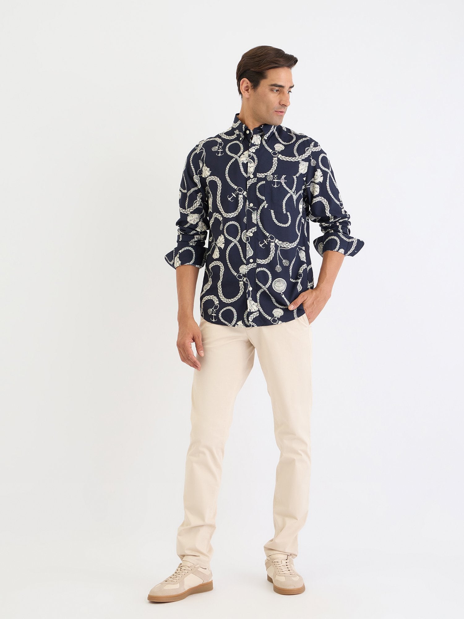 Gant Men Blue Printed Collar Shirt