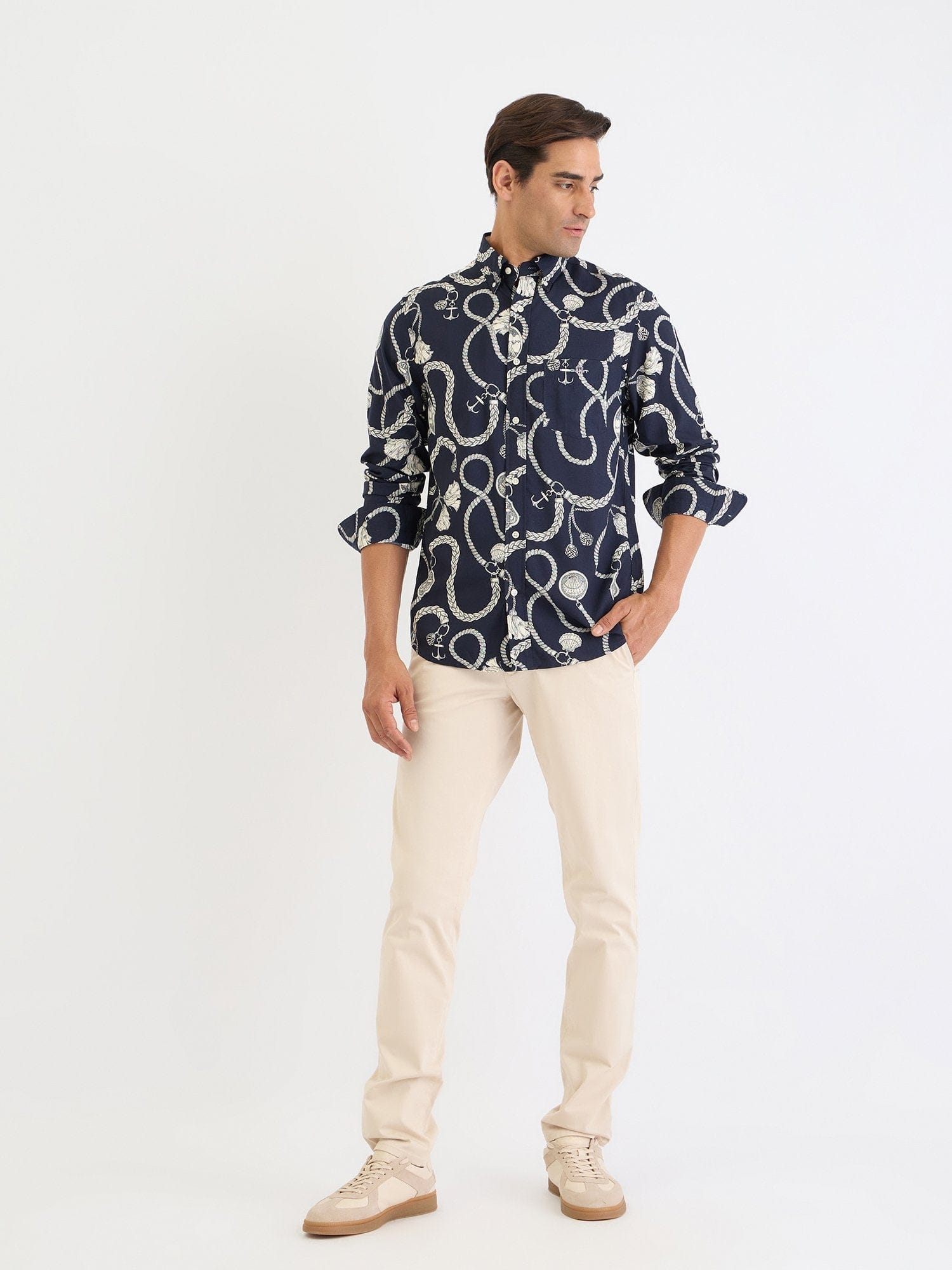 Gant Men Blue Printed Collar Shirt