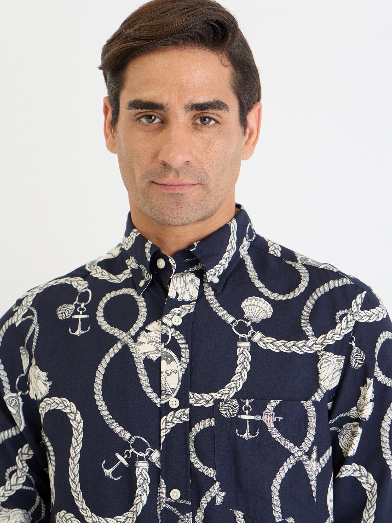 Gant Men Blue Printed Collar Shirt