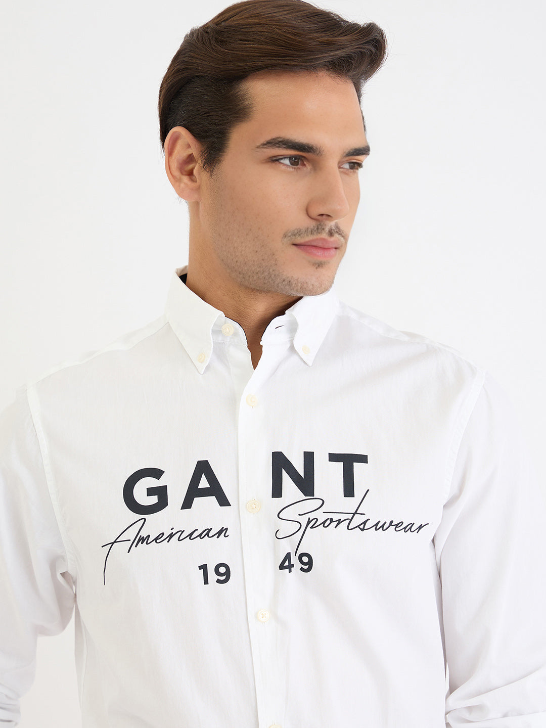 Gant Men White Printed Collar Shirt