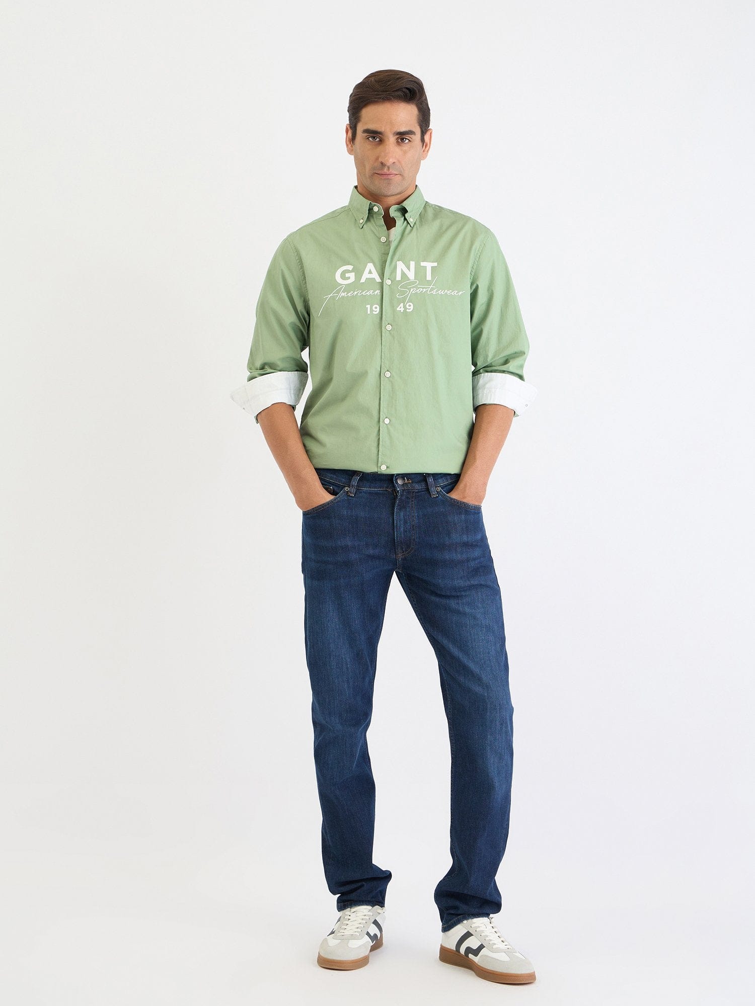 Gant Men Green Printed Collar Shirt