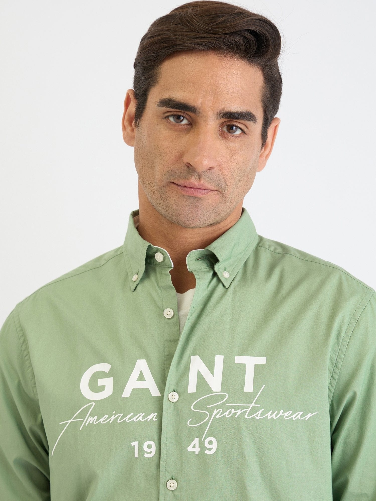 Gant Men Green Printed Collar Shirt