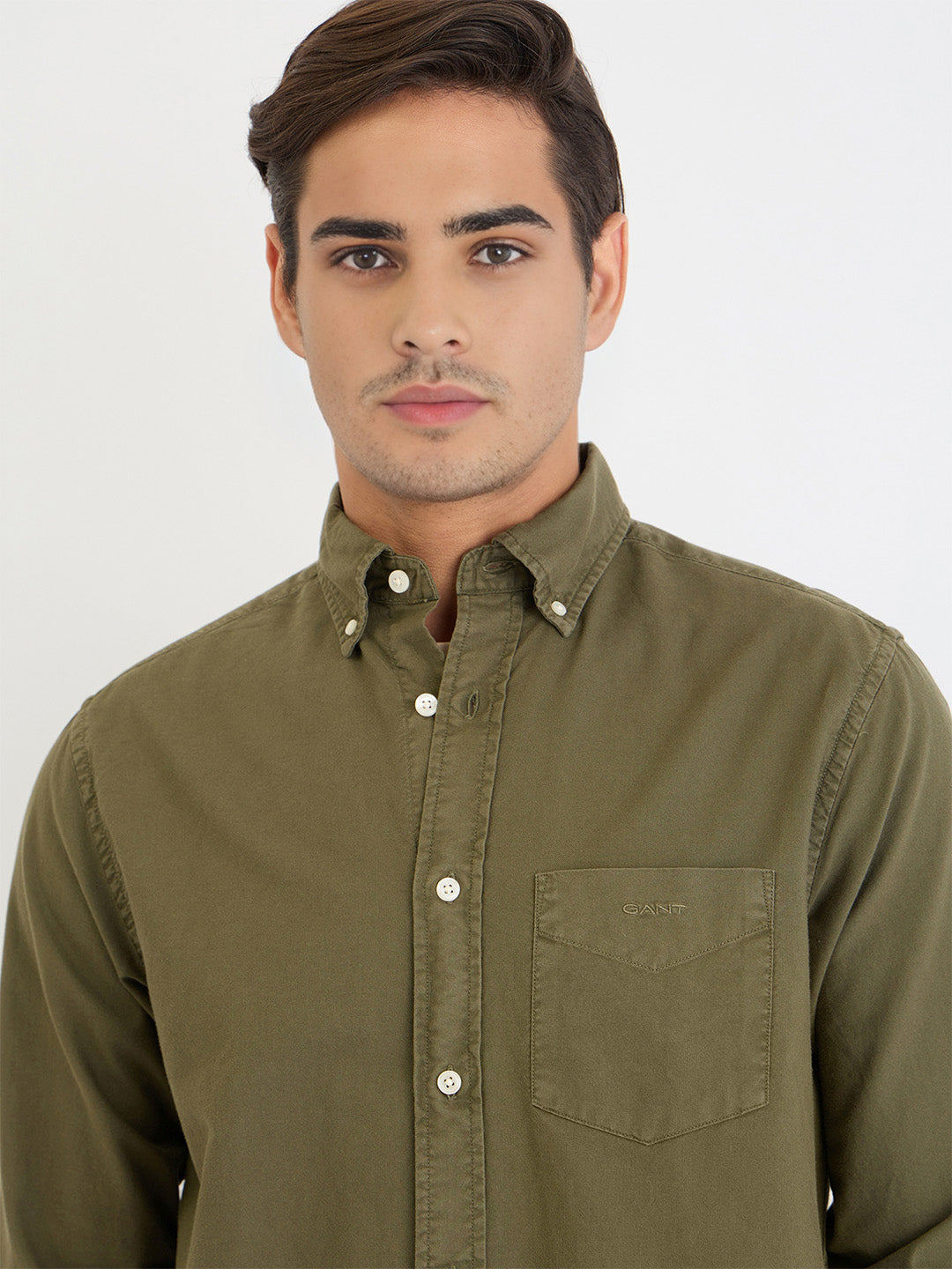 Gant Men Green Solid Collar Shirt