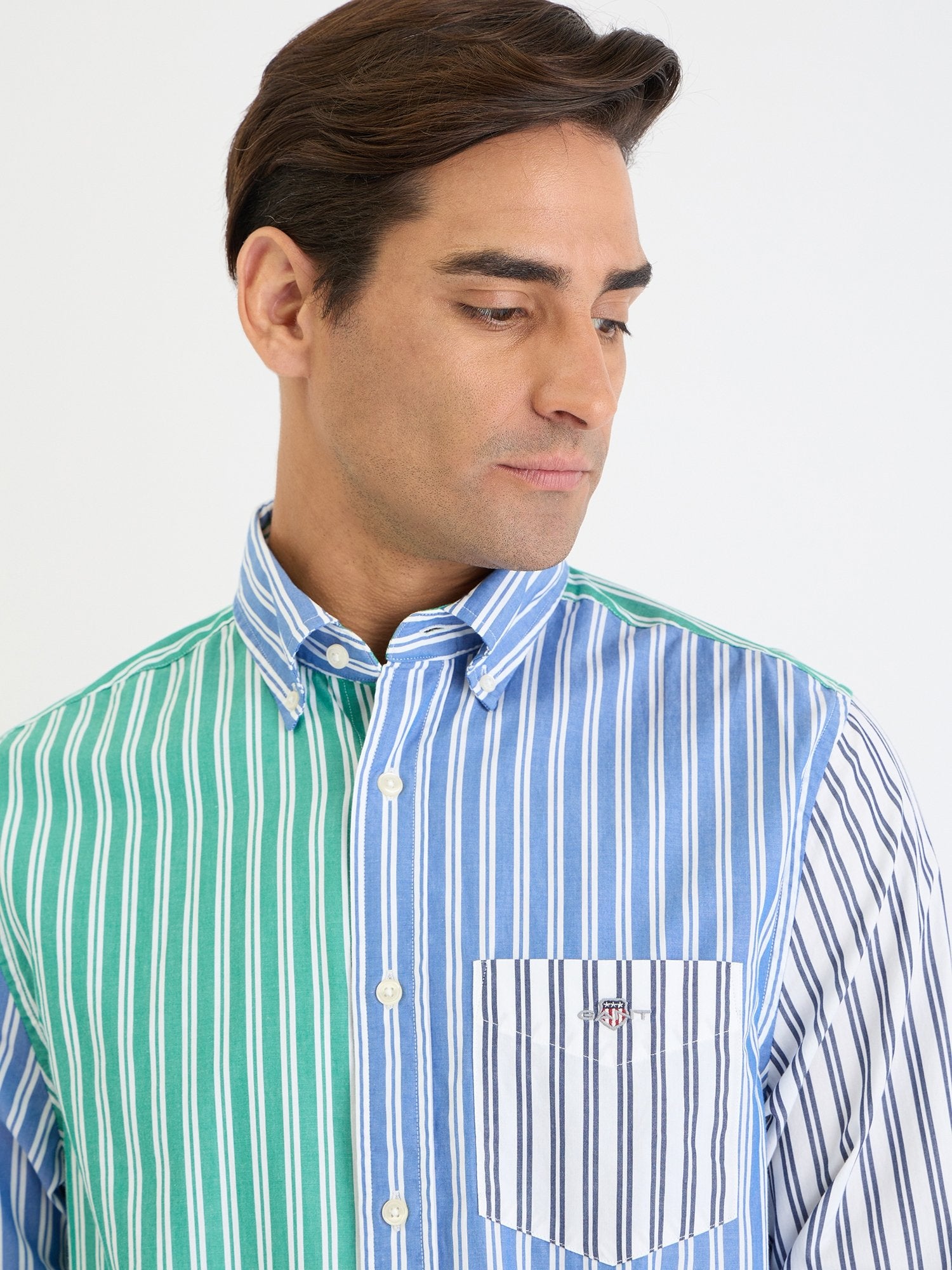 Gant Men Blue Striped Collar Shirt
