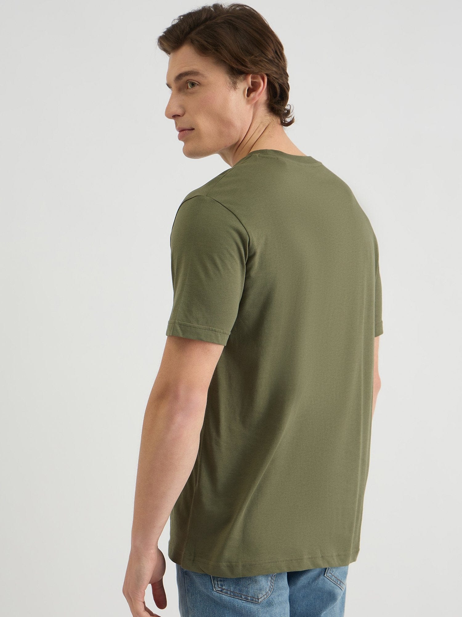 Gant Men Green Regular Fit Solid Crew Neck Tshirt
