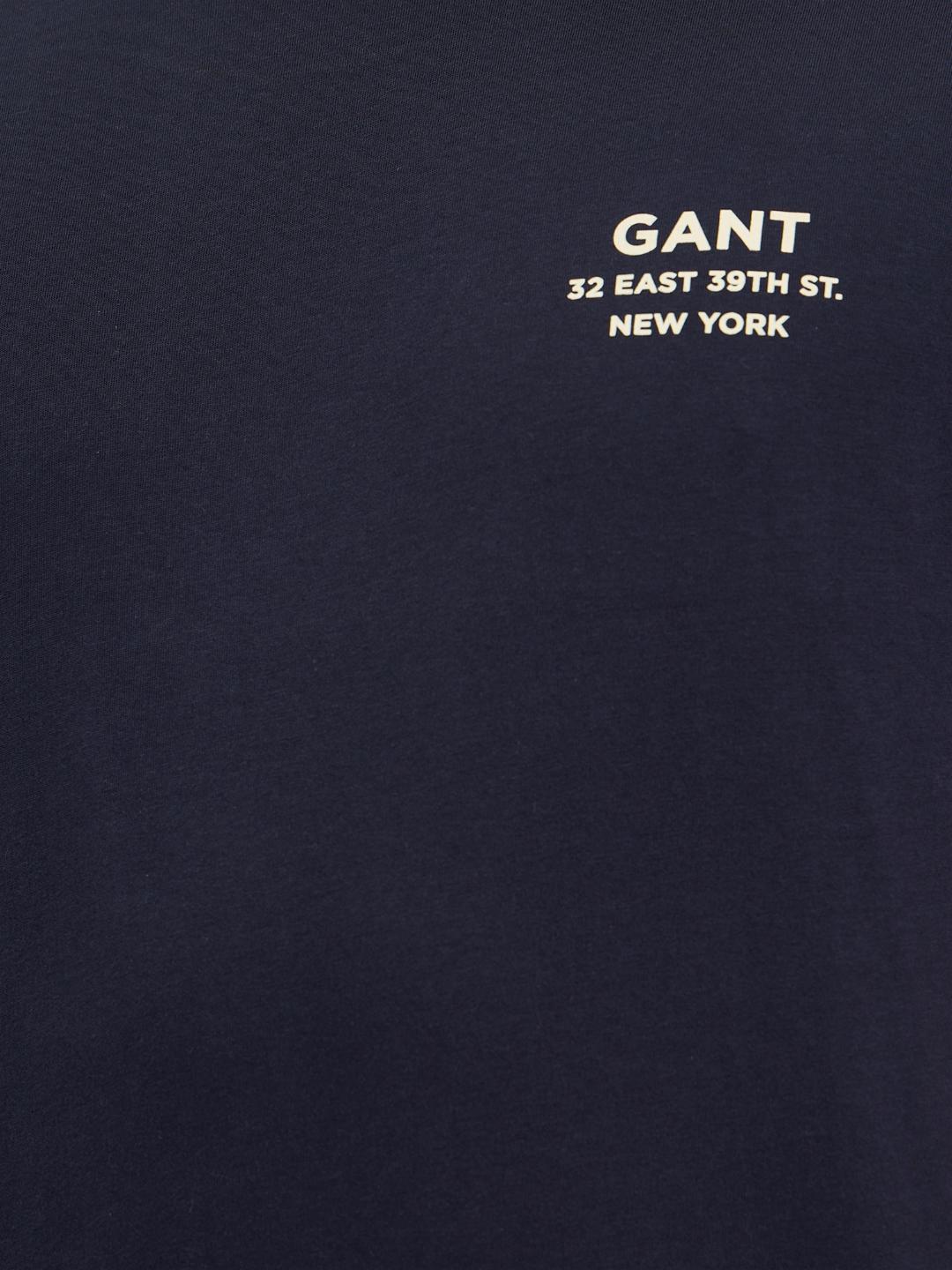 Gant Men Blue Regular Fit Solid Crew Neck Tshirt