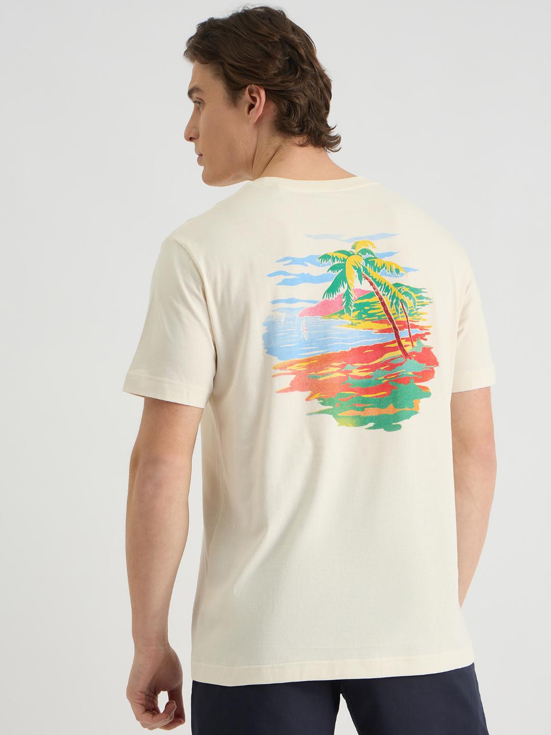 Gant Men Cream Regular Fit Solid Crew Neck Tshirt