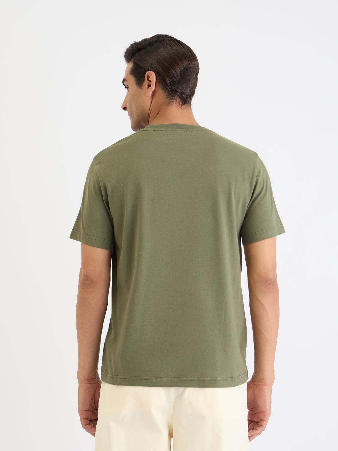 Gant Men Green Solid Crew Neck Tshirt