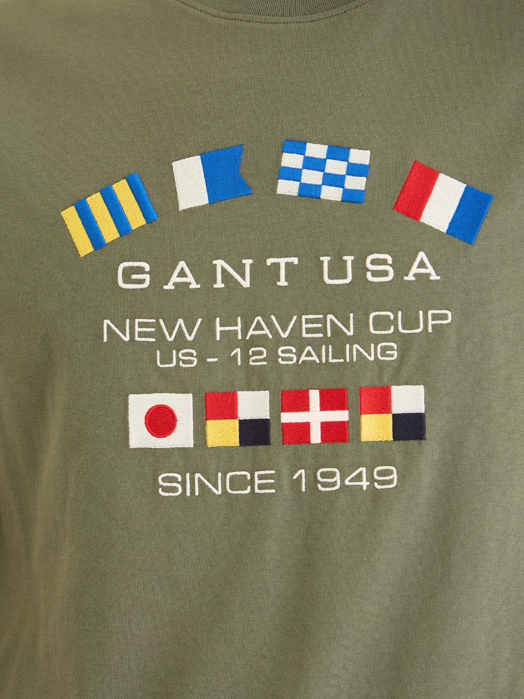 Gant Men Green Solid Crew Neck Tshirt