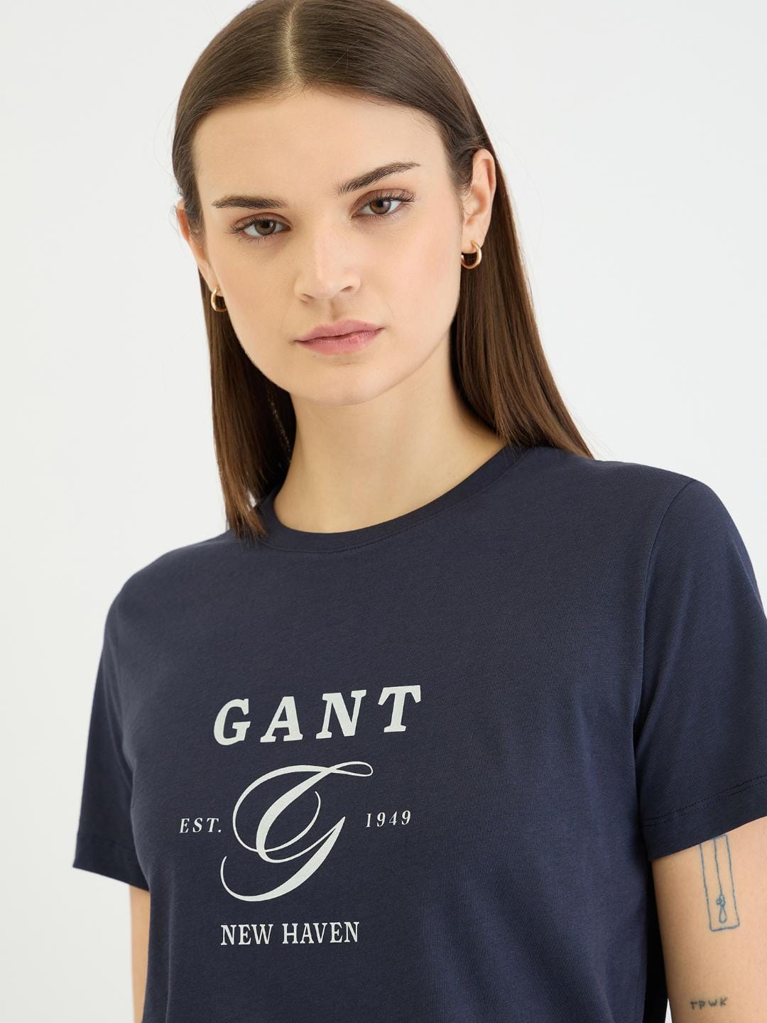 Gant Women Evening Blue Graphic Crew Neck Tshirt