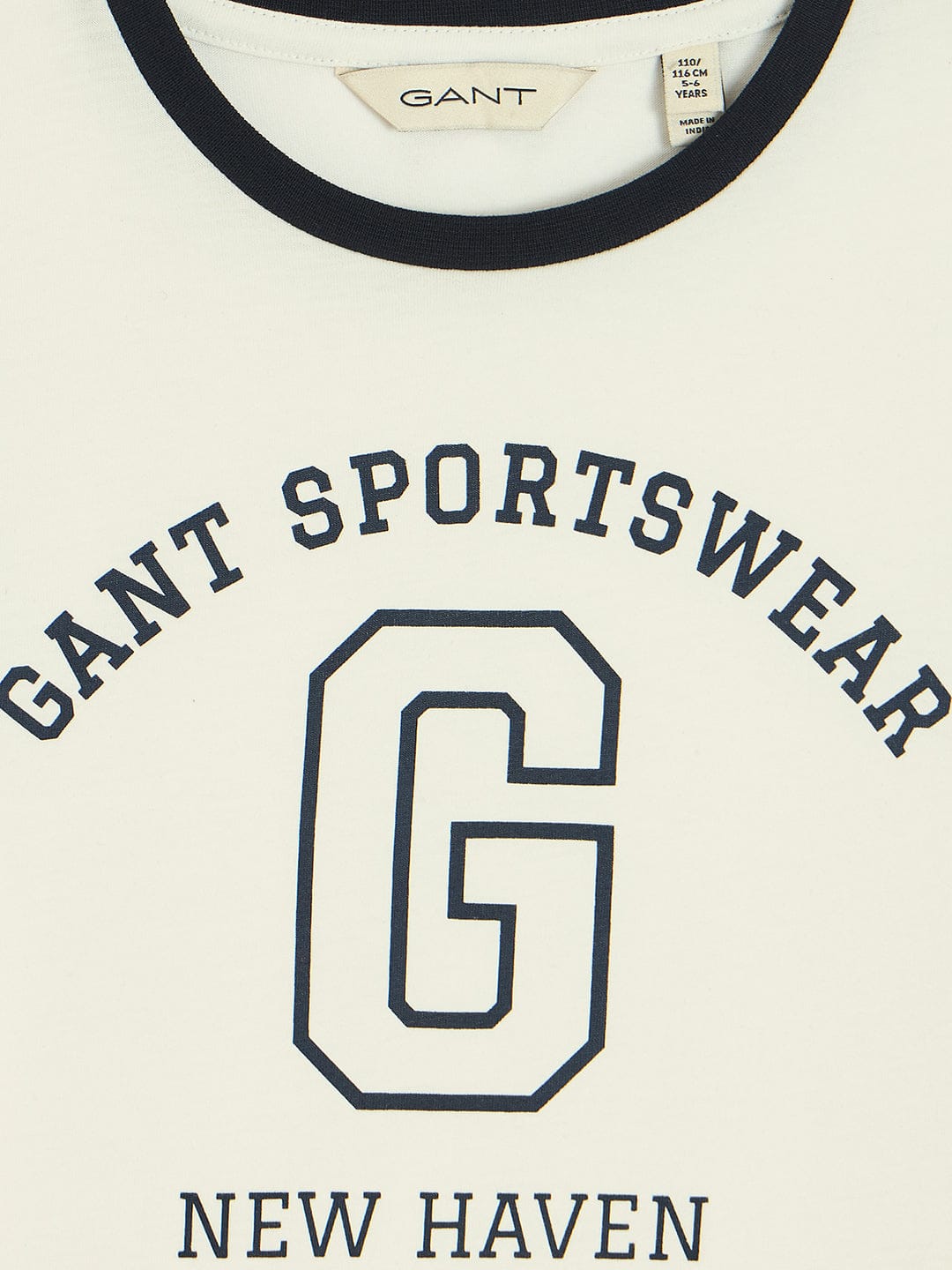 Gant Boys Off White Crew Neck Short Sleeve Typography T-Shirt