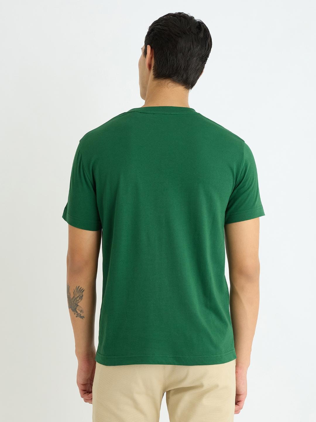 Gant Men Green Solid Crew Neck Tshirt