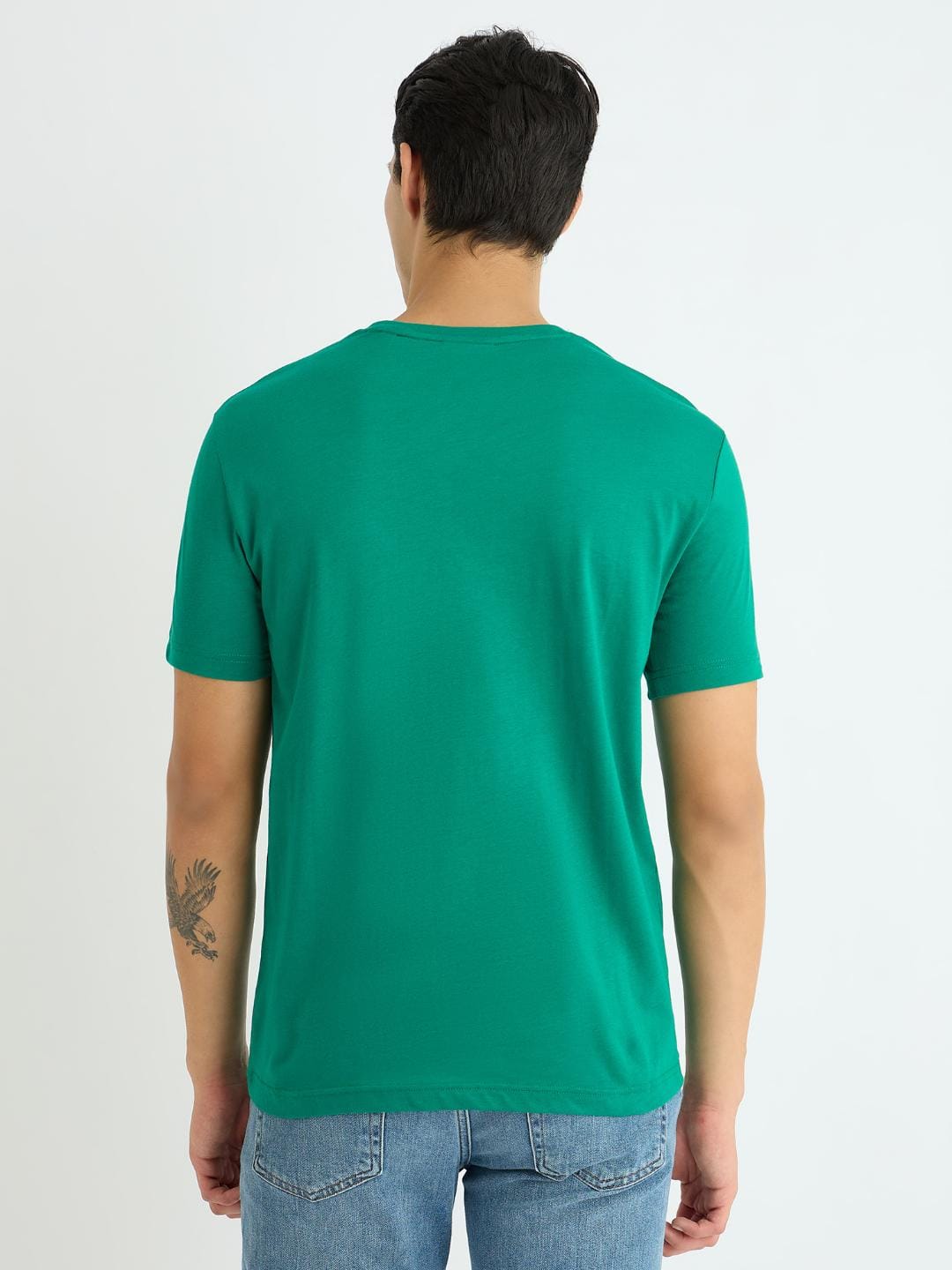 Gant Men Green Solid Crew Neck Tshirt