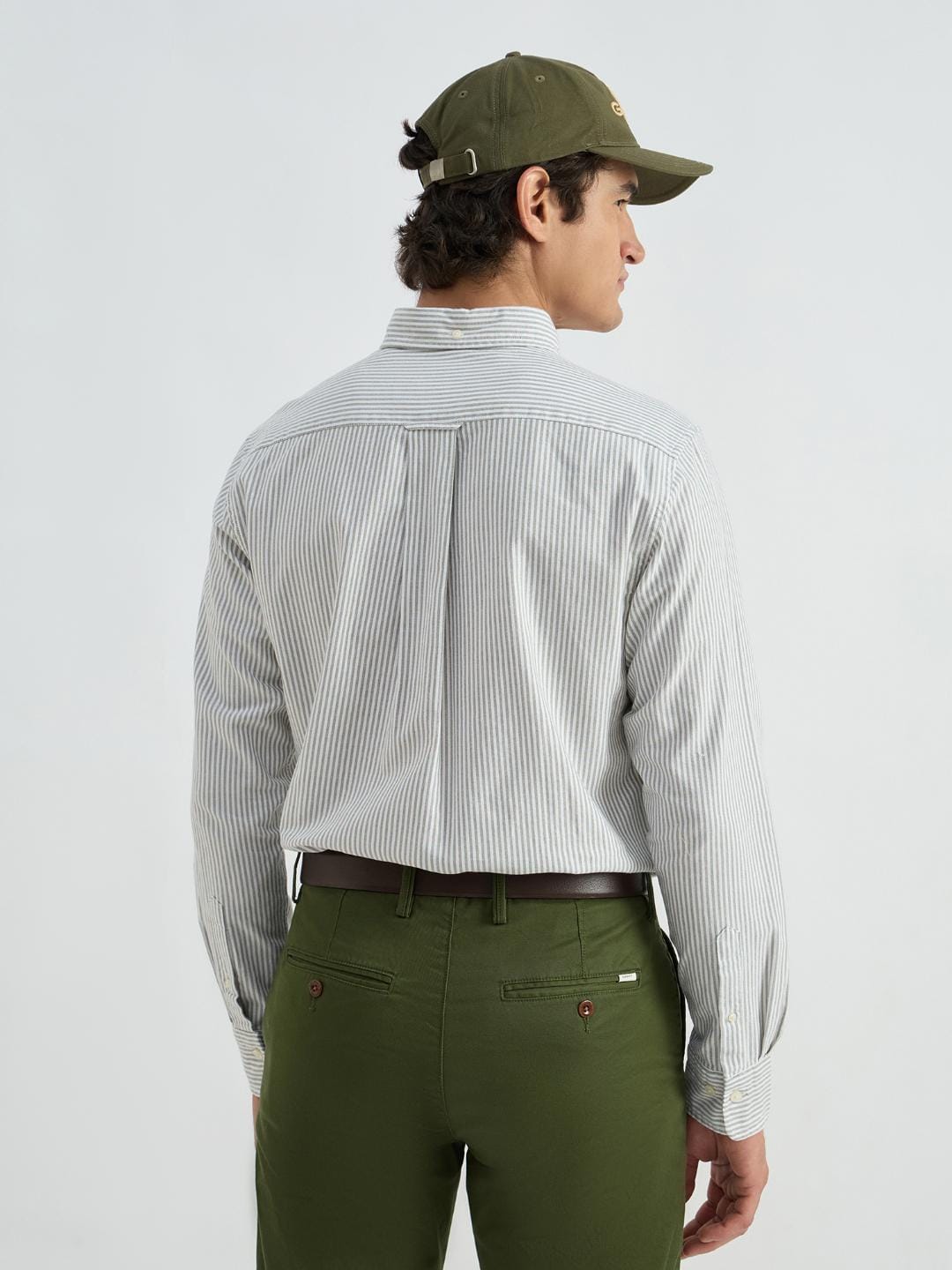 Gant Men Green Striped Collar Shirt