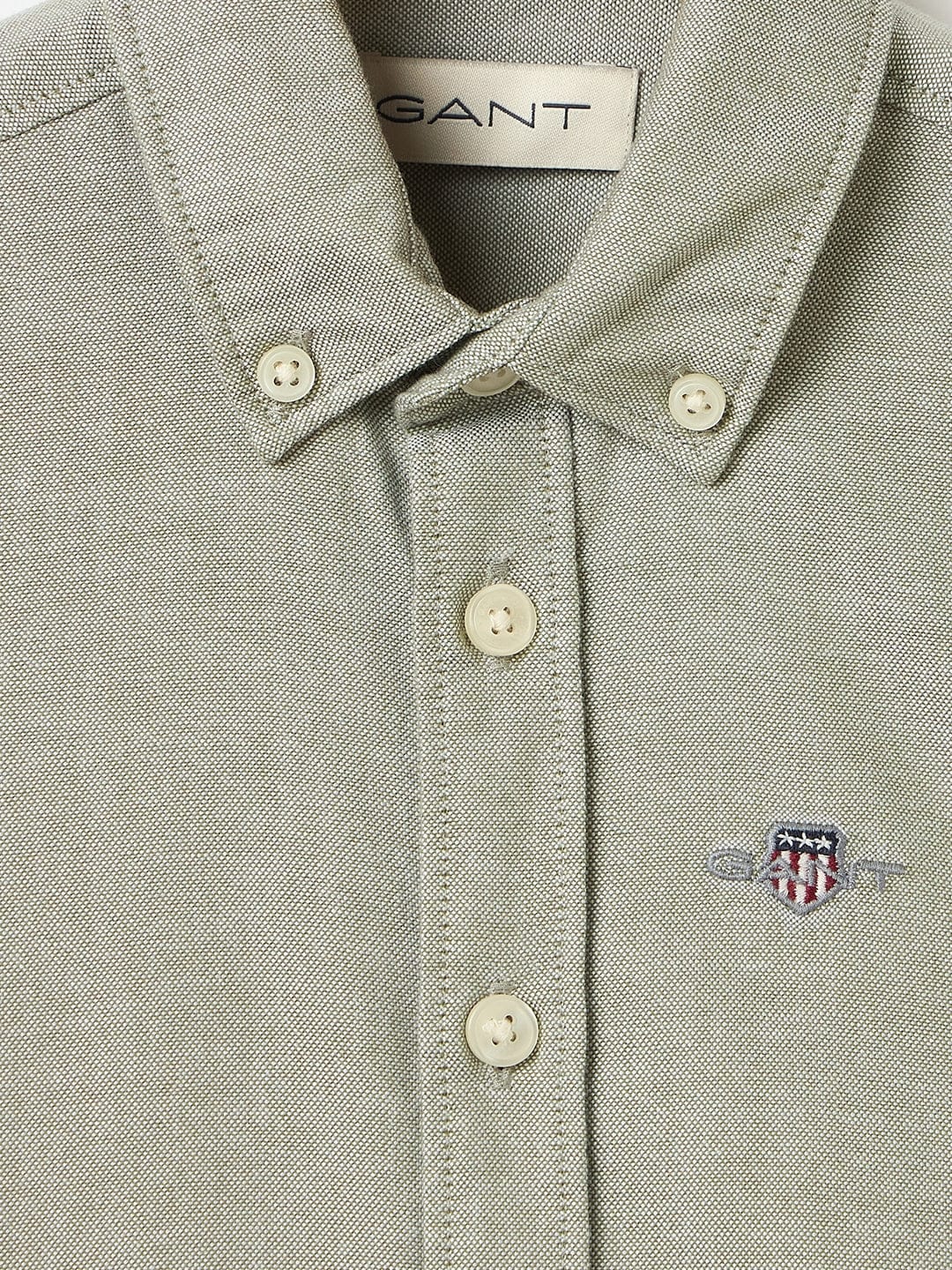 Gant Boys Green Solid Collar Shirt