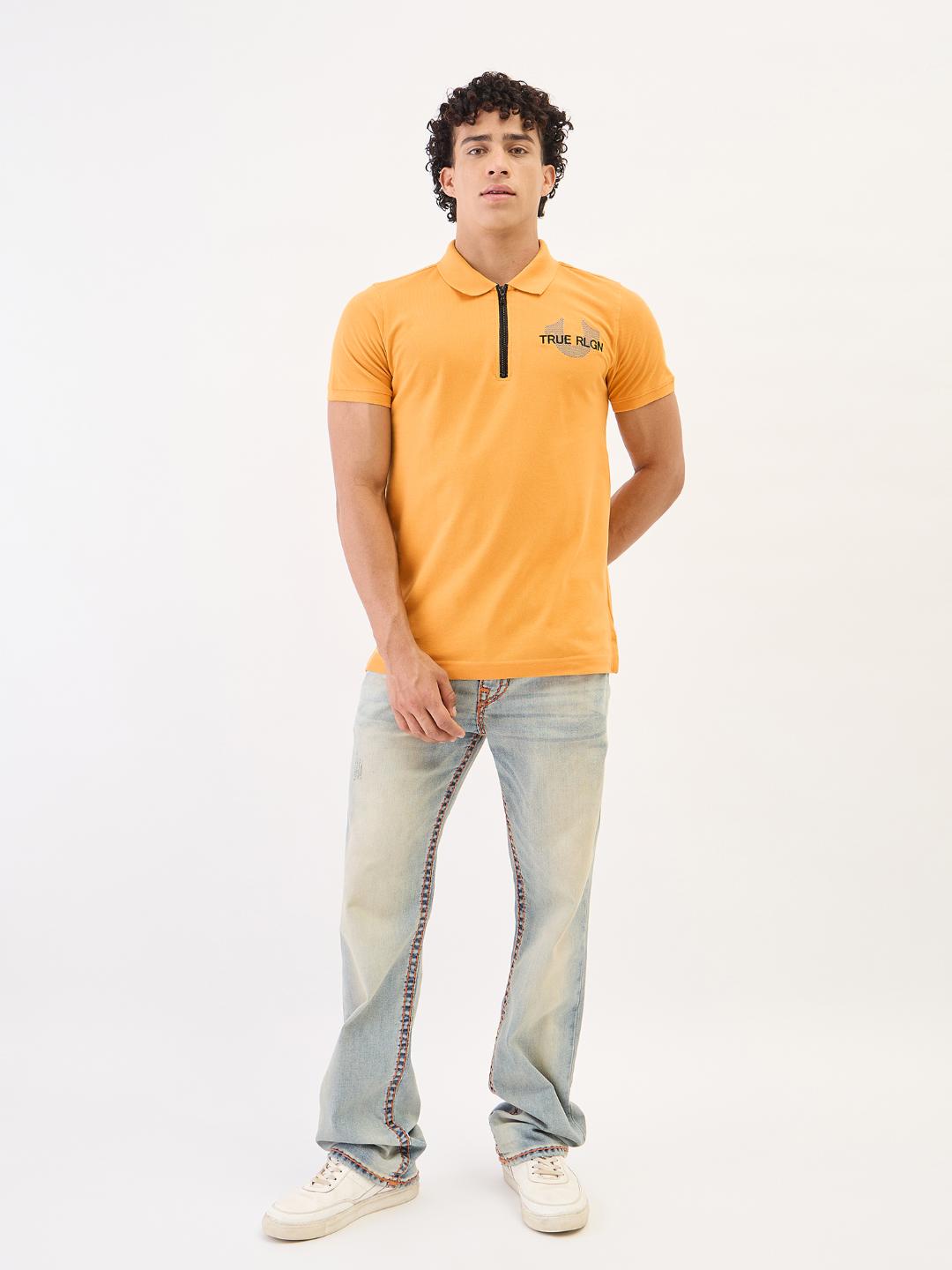 True Religion Men Yellow Solid Polo Tshirt
