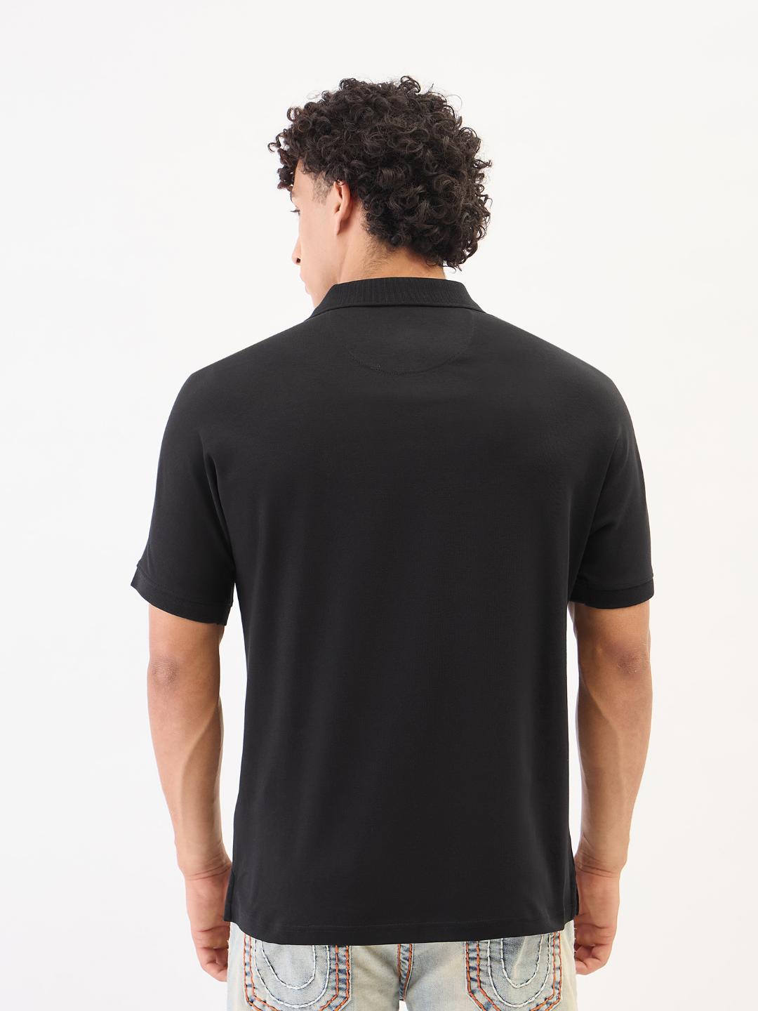 True Religion Men Black Solid Polo Tshirt