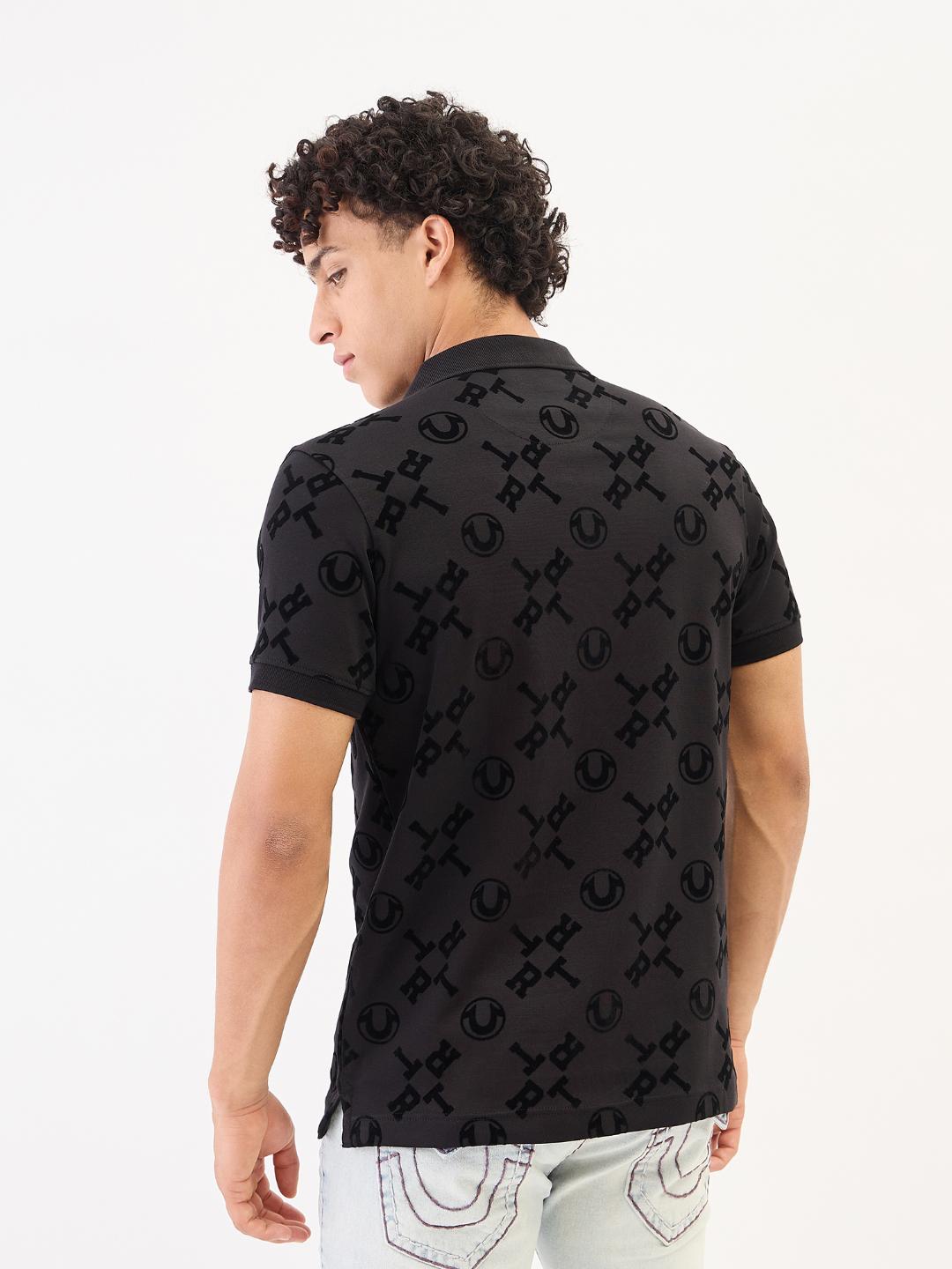 True Religion Men Black Solid Polo Tshirt